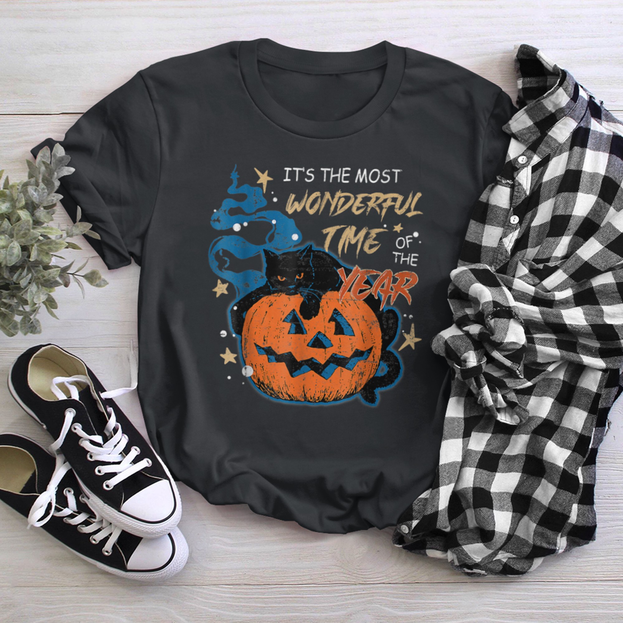 It's the Most Wonderful Time of the Year black cat Halloween (26) t-shirt black