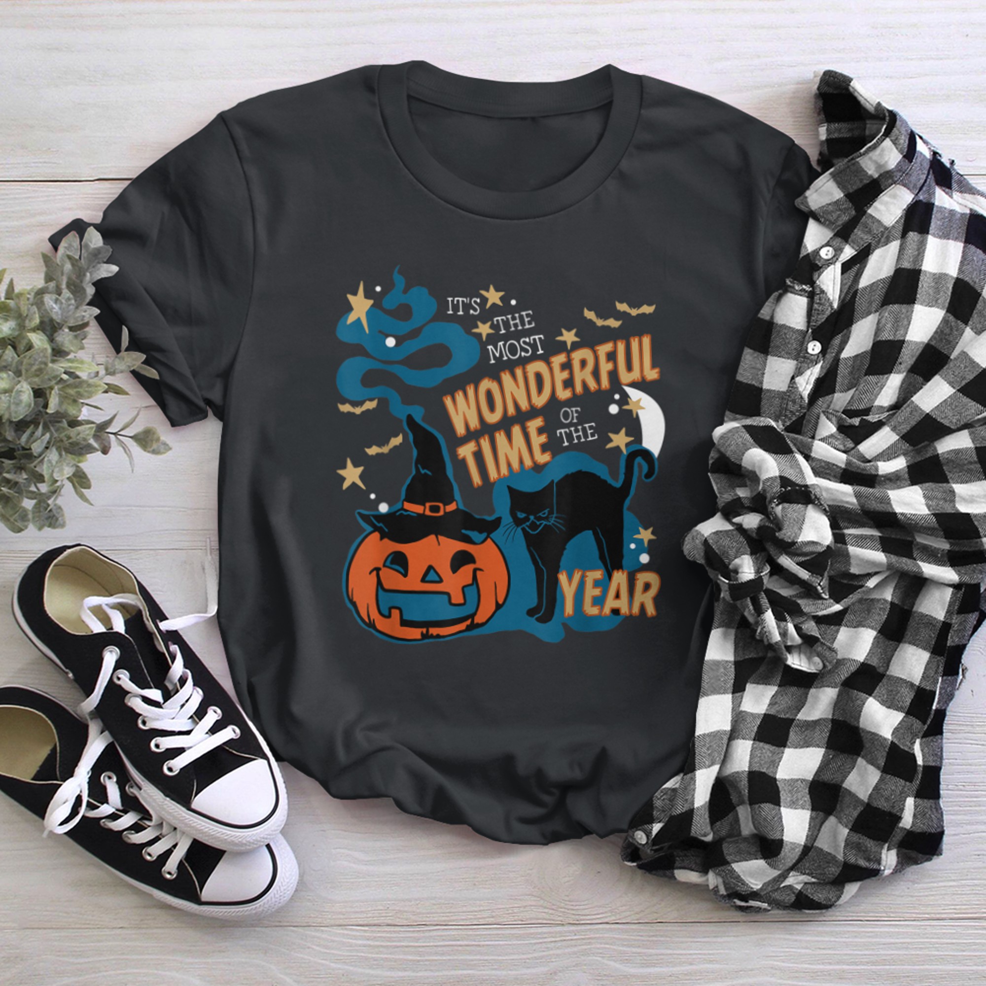 It's The Most Wonderful Time Of The Year Black Cat Halloween (29) t-shirt black