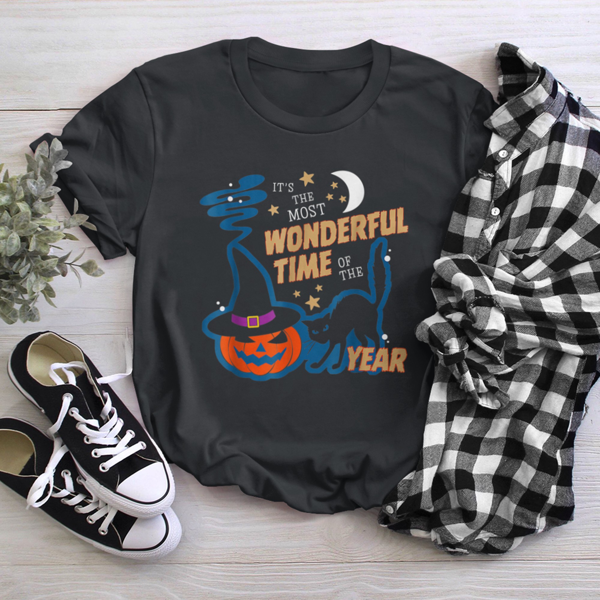 It's The Most Wonderful Time Of The Year Black Cat Halloween (33) t-shirt black