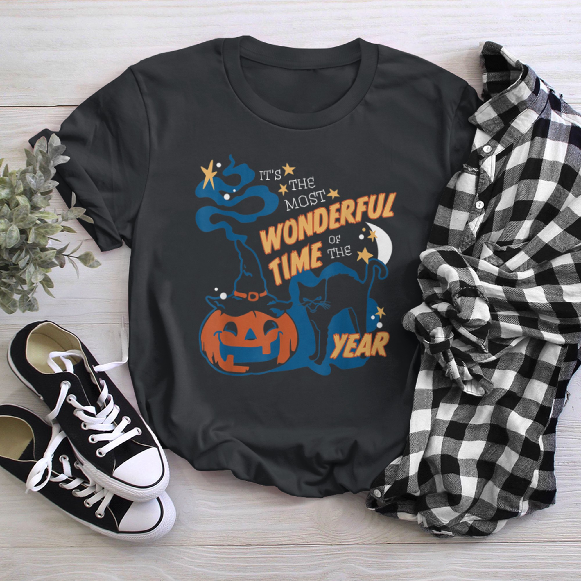 It's The Most Wonderful Time Of The Year Black Cat Halloween (39) t-shirt black