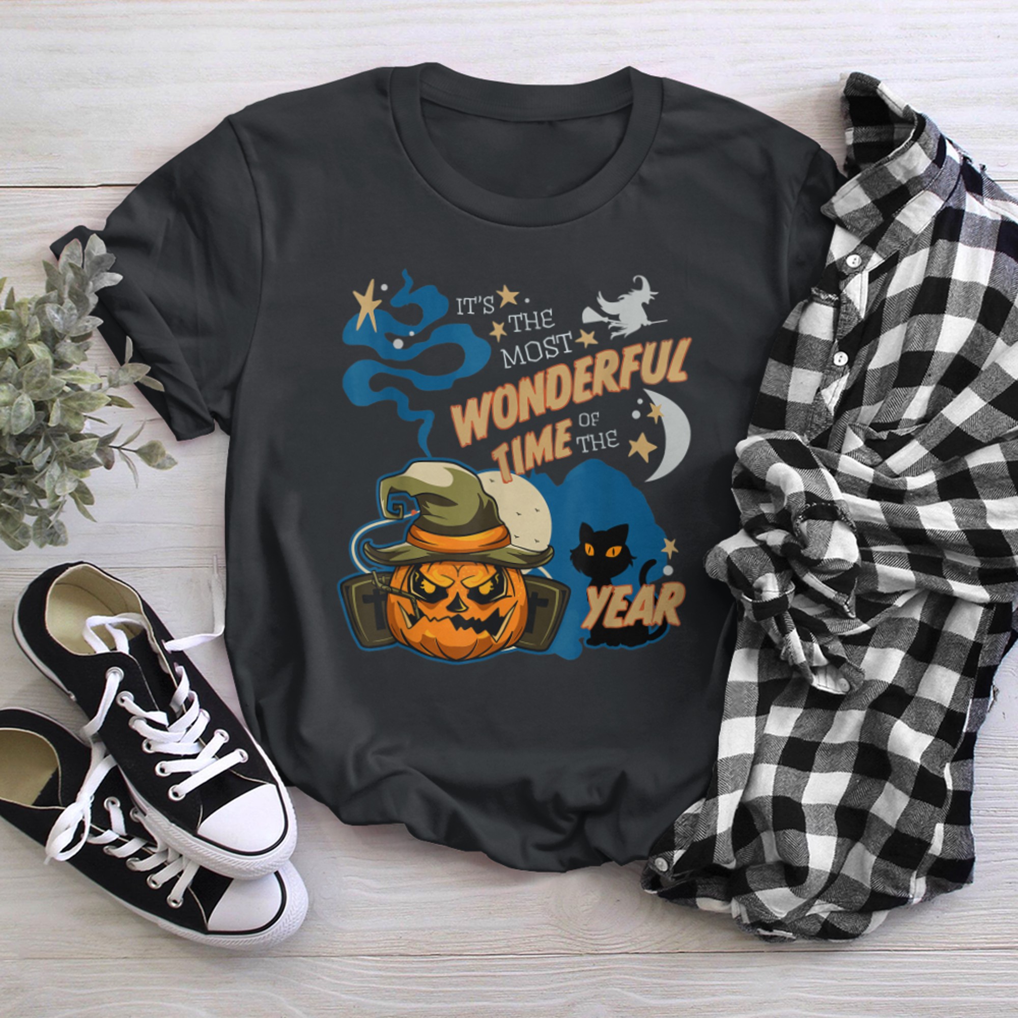 It's the Most Wonderful Time of the Year black cat Halloween t-shirt black