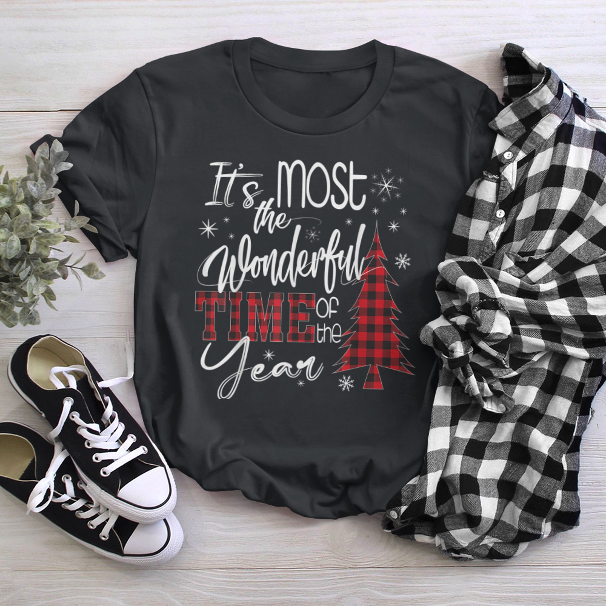 It's The Most Wonderful Time Of The Year Buffalo Plaid t-shirt black