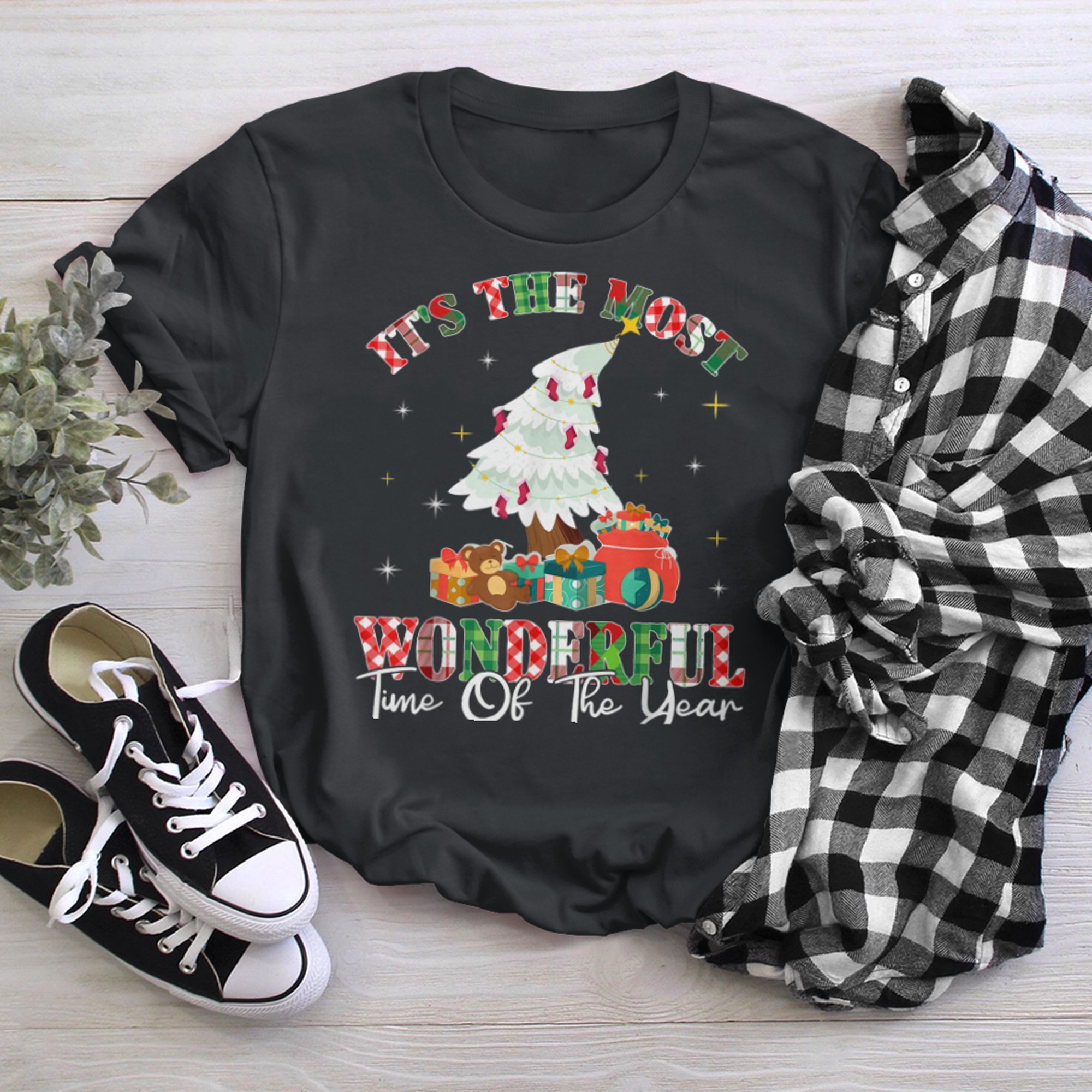 It's The Most Wonderful Time Of The Year Christmas Tree (3) t-shirt black