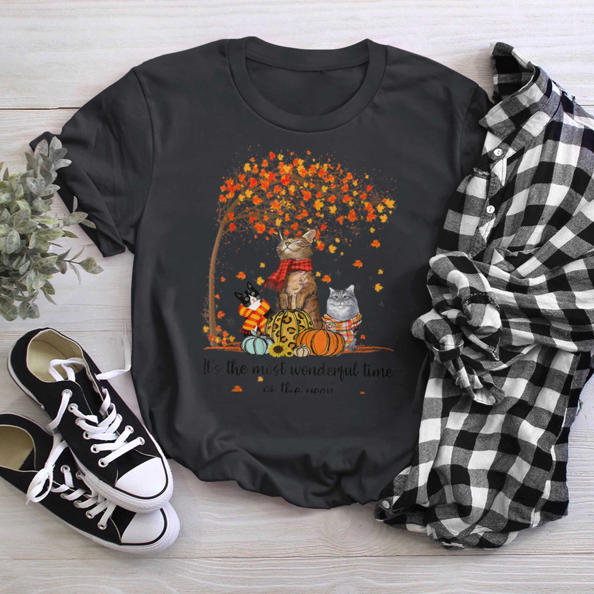 It's The Most Wonderful Time Of The Year Family Cats Autumn (1) t-shirt black