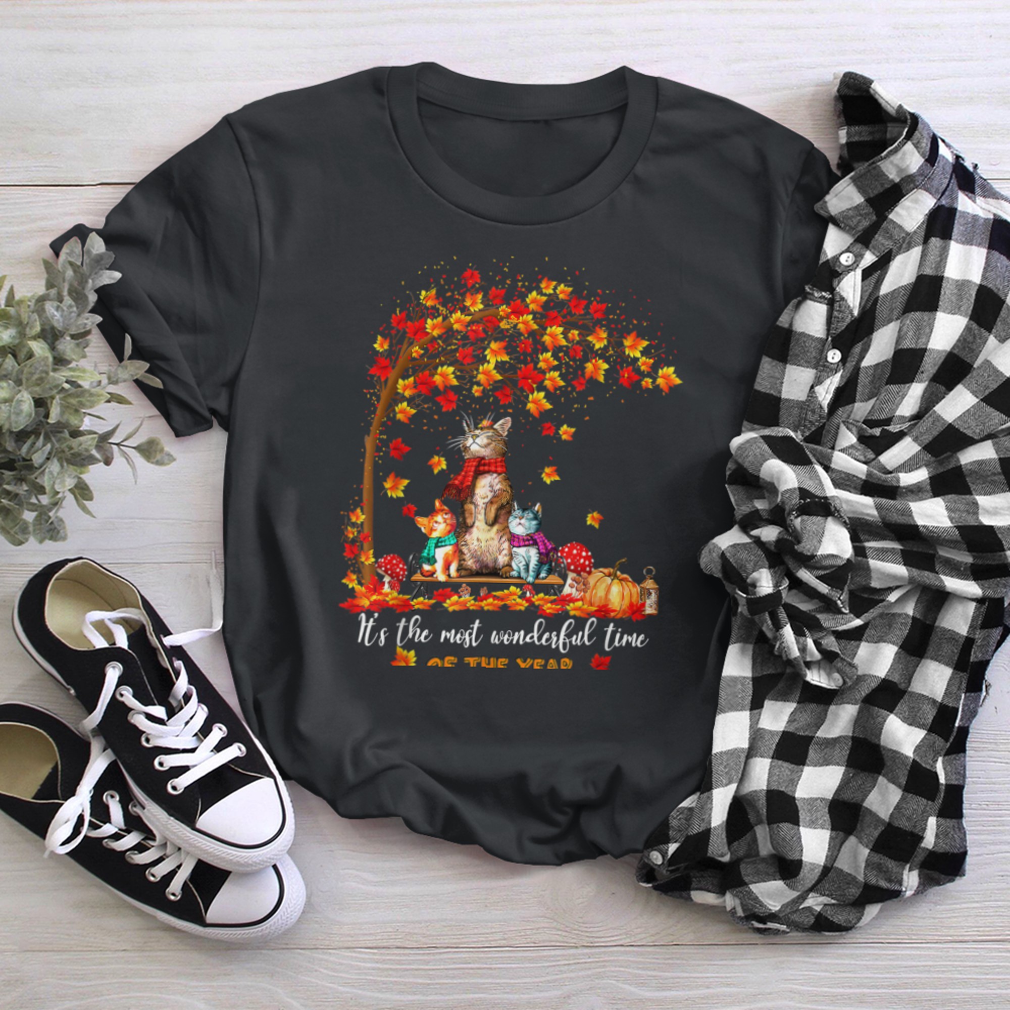 It's The Most Wonderful Time Of The Year Family Cats Autumn t-shirt black