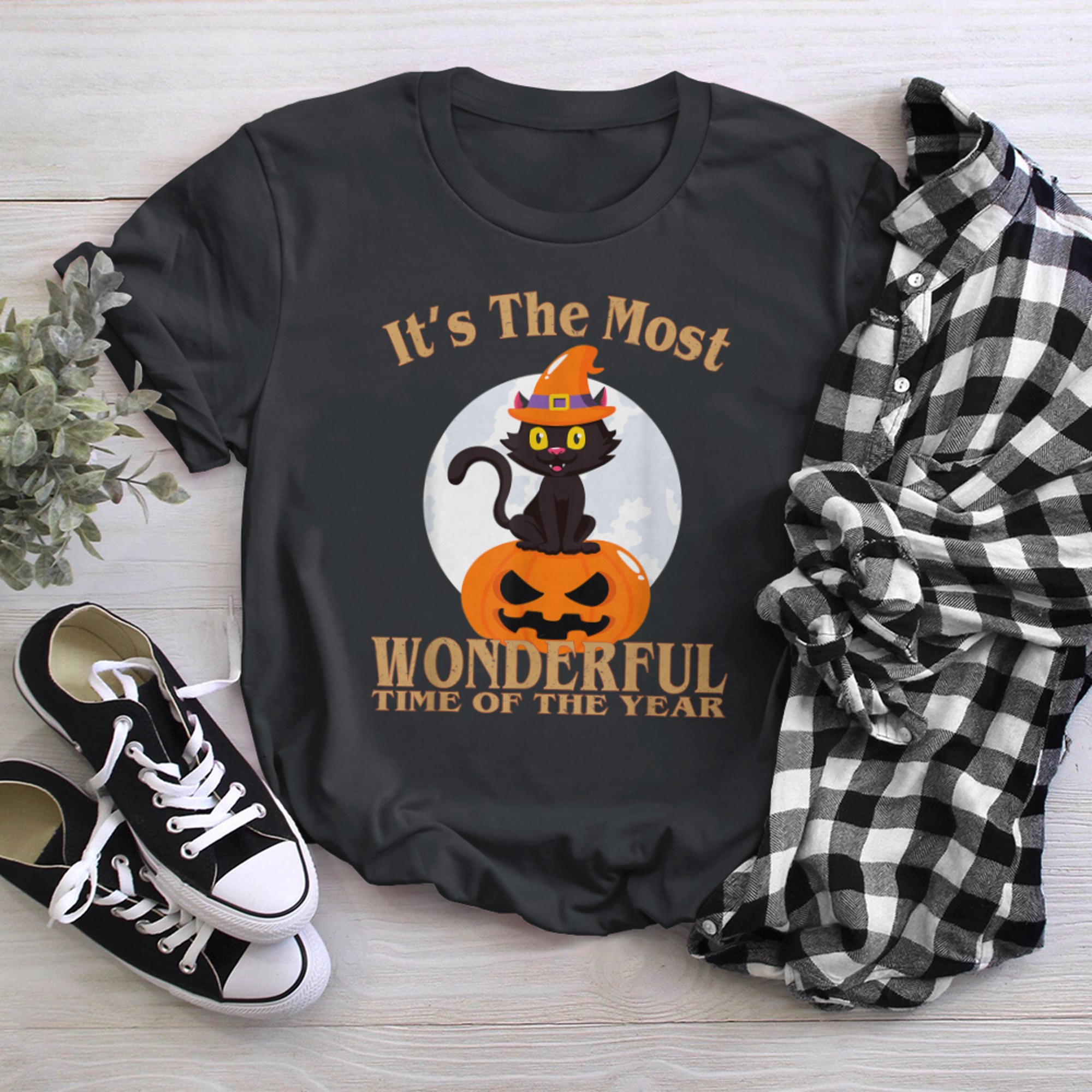 It's The Most Wonderful Time Of The Year Funny Halloween Cat t-shirt black