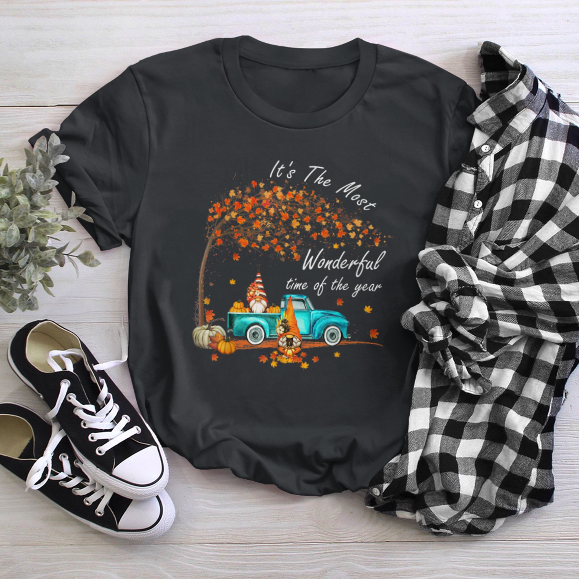 It's The Most Wonderful Time Of The Year Gnomes Autumn Fall (1) t-shirt black