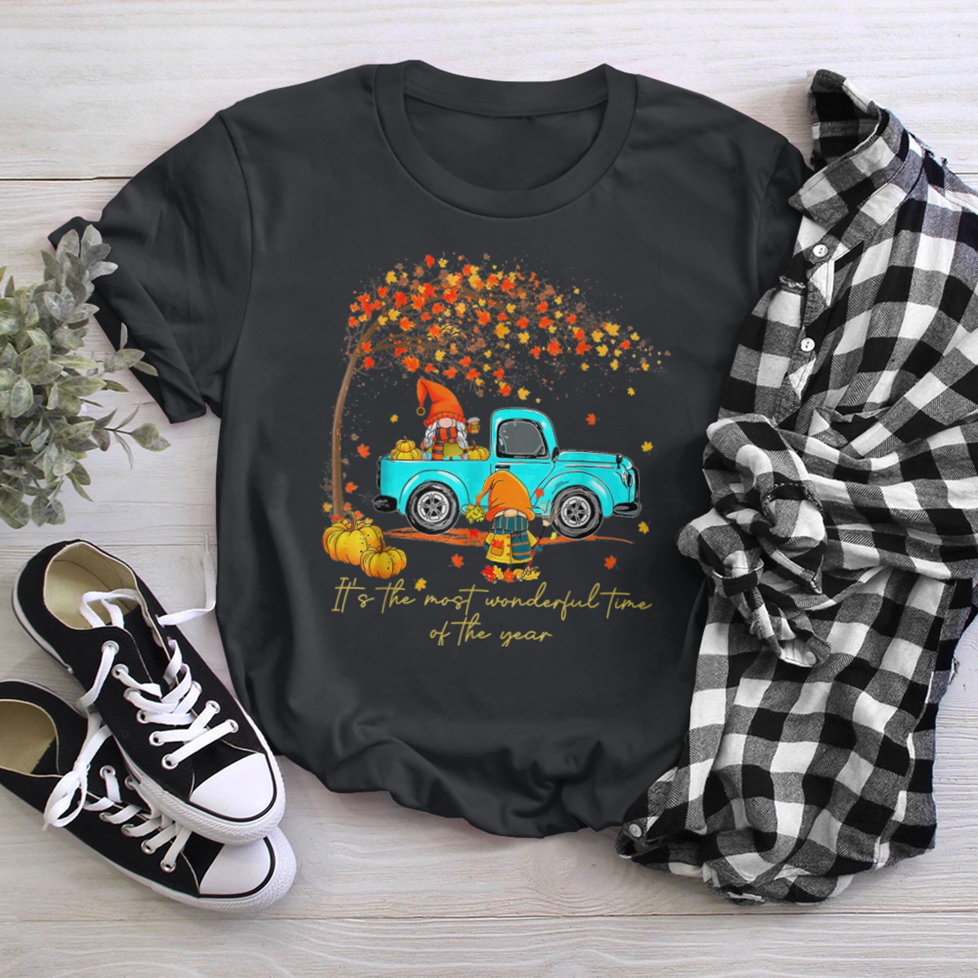 It's The Most Wonderful Time Of The Year Gnomes Autumn Fall t-shirt black