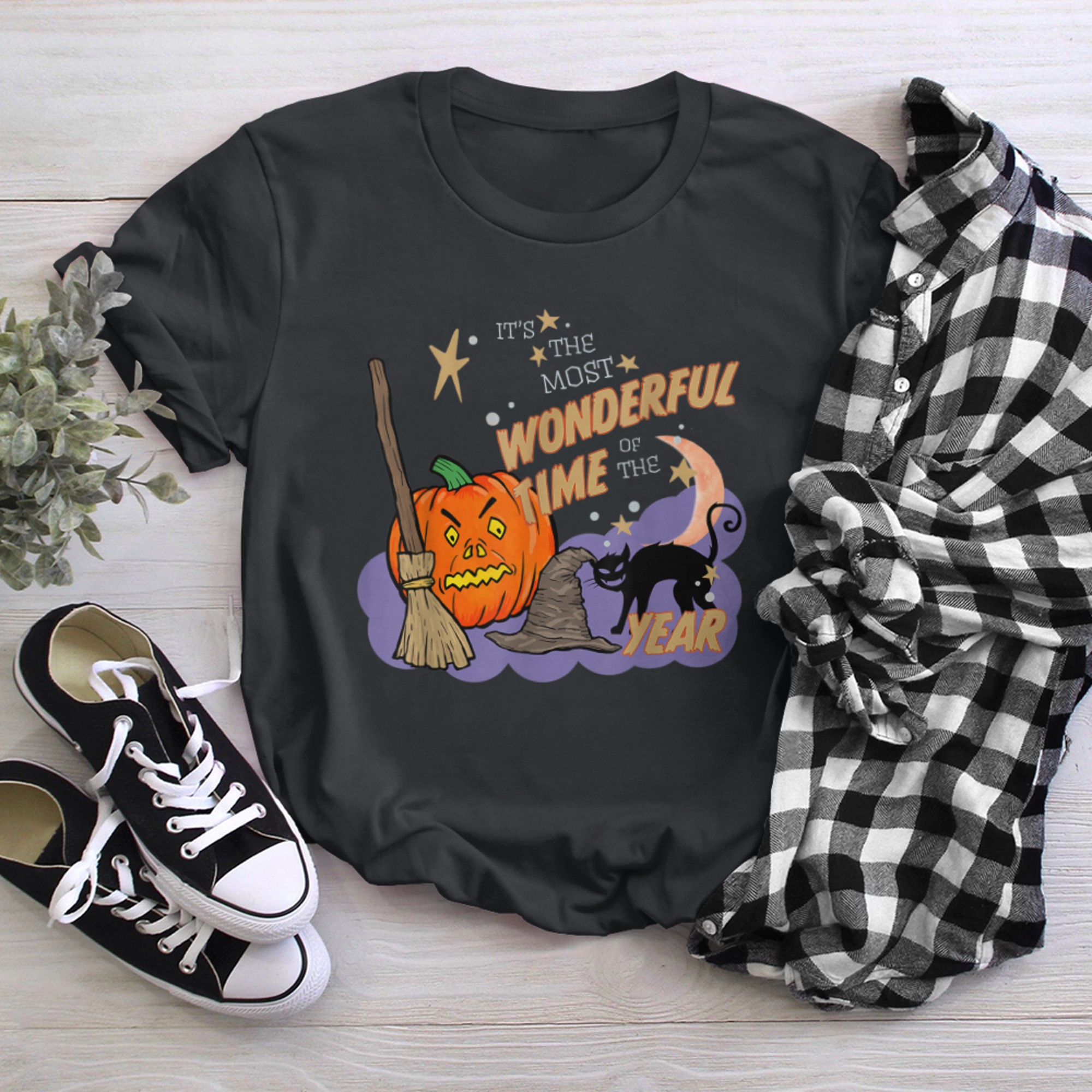 It's The Most Wonderful Time of the Year Halloween Black Cat t-shirt black