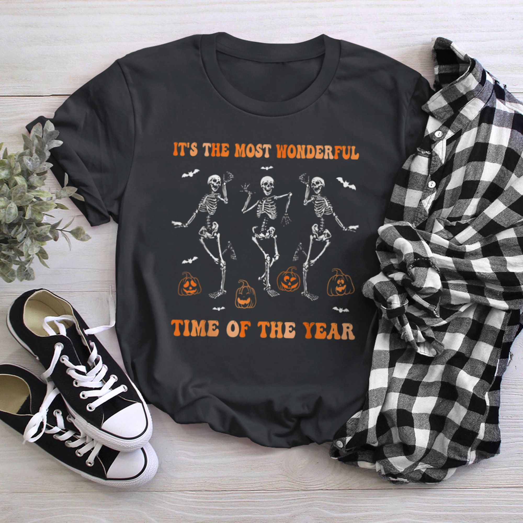 It's The Most Wonderful Time of The Year Halloween Skeleton t-shirt black