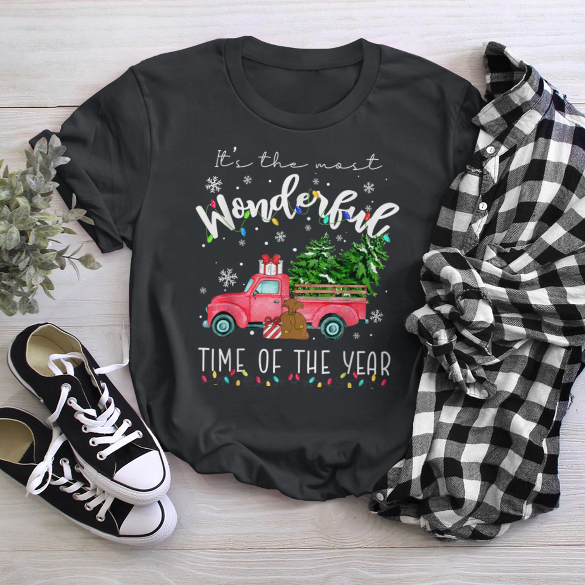 It's The Most Wonderful Time Of The Year Pink Truck Xmas t-shirt black