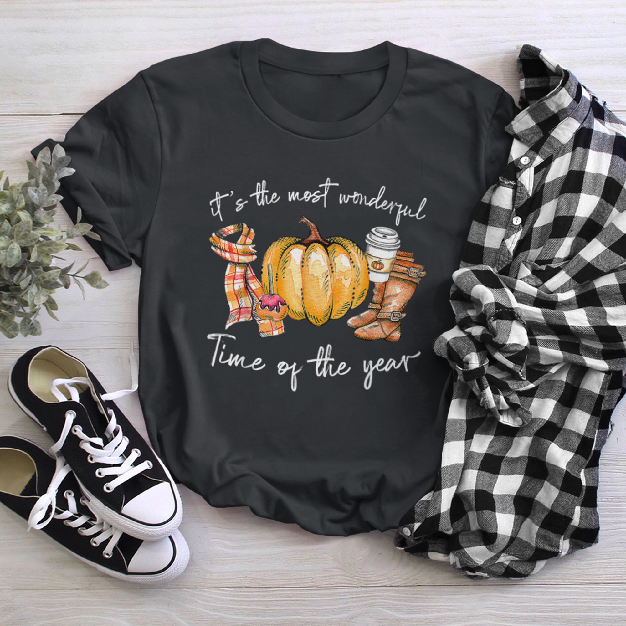 It's The Most Wonderful Time Of The Year Pumpkin Autumn Fall (2) t-shirt black