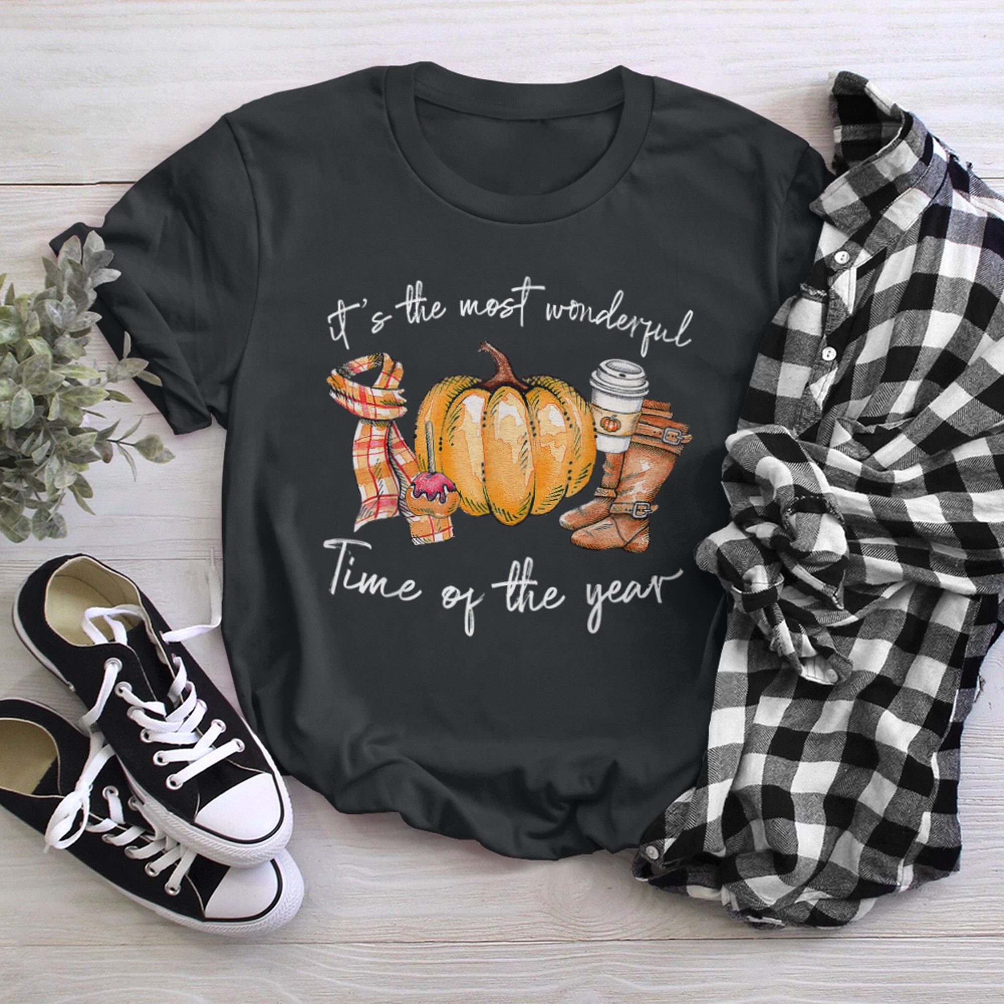 It's The Most Wonderful Time Of The Year Pumpkin Autumn Fall (4) t-shirt black