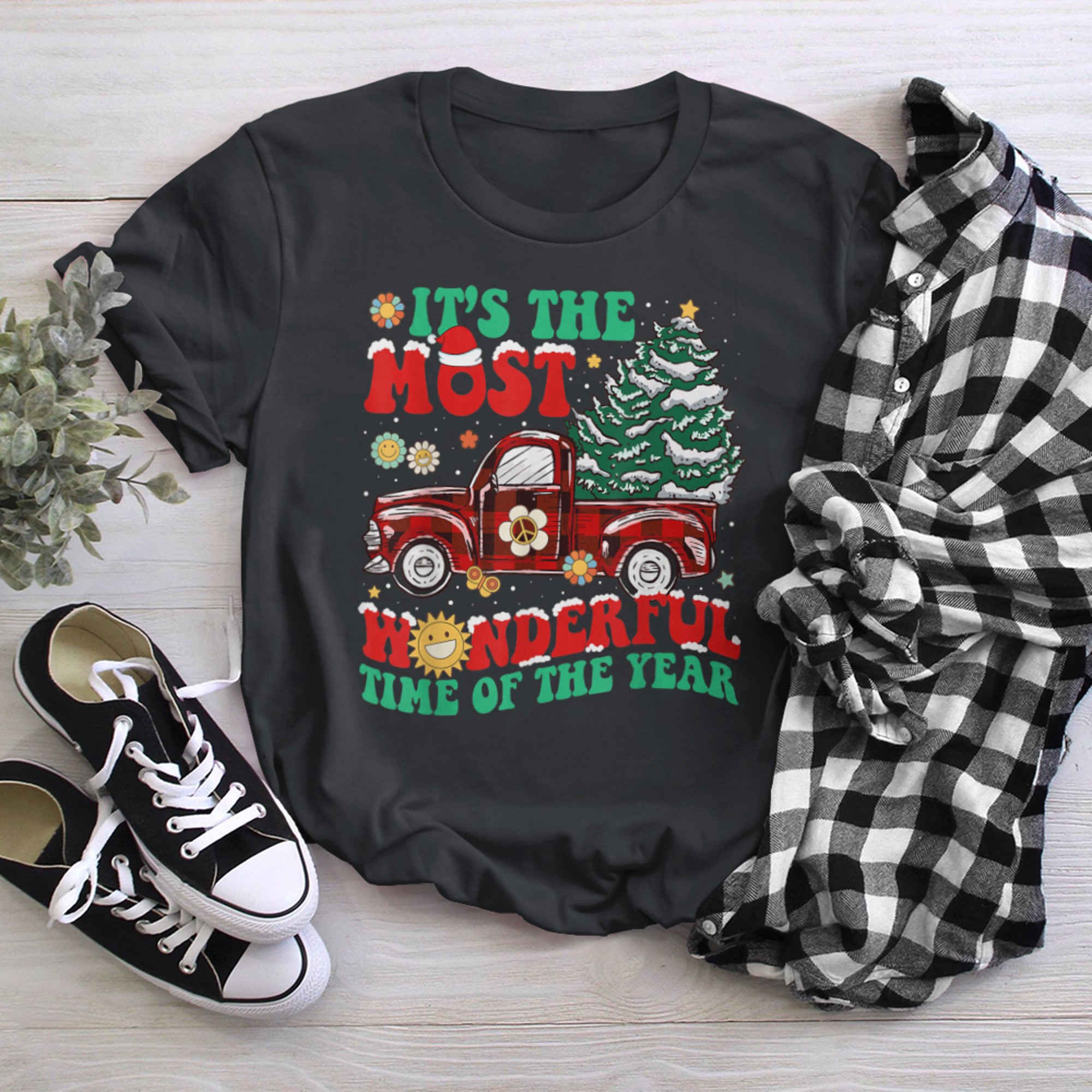 It's The Most Wonderful Time Of The Year Red Truck Christmas t-shirt black