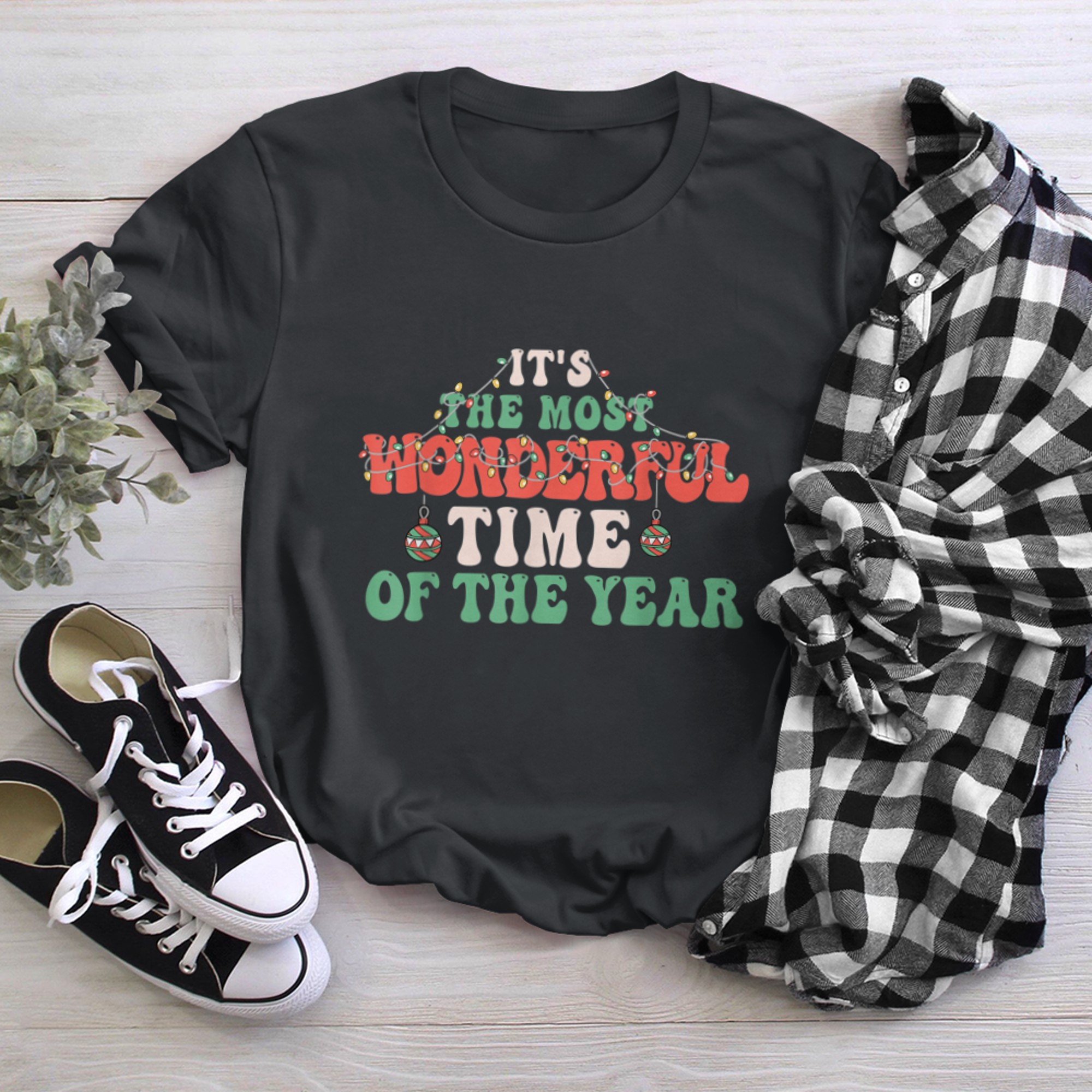 Its The Most Wonderful Time Of The Year Retro Christmas Xmas t-shirt black