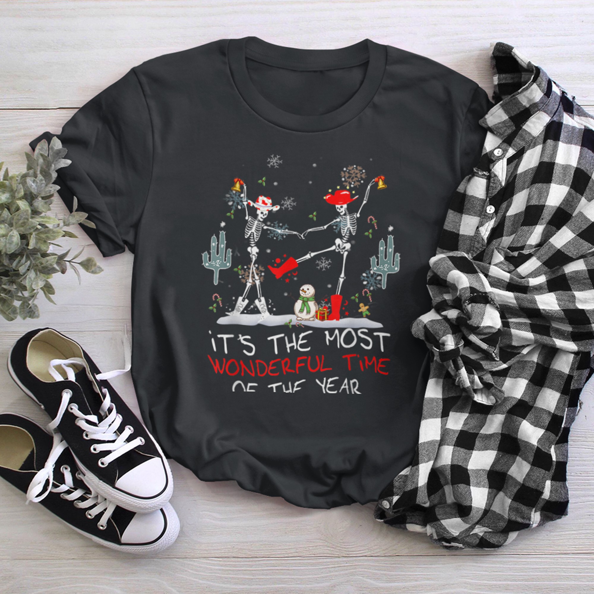 It's The Most Wonderful Time Of The Year Skeleton Christmas t-shirt black