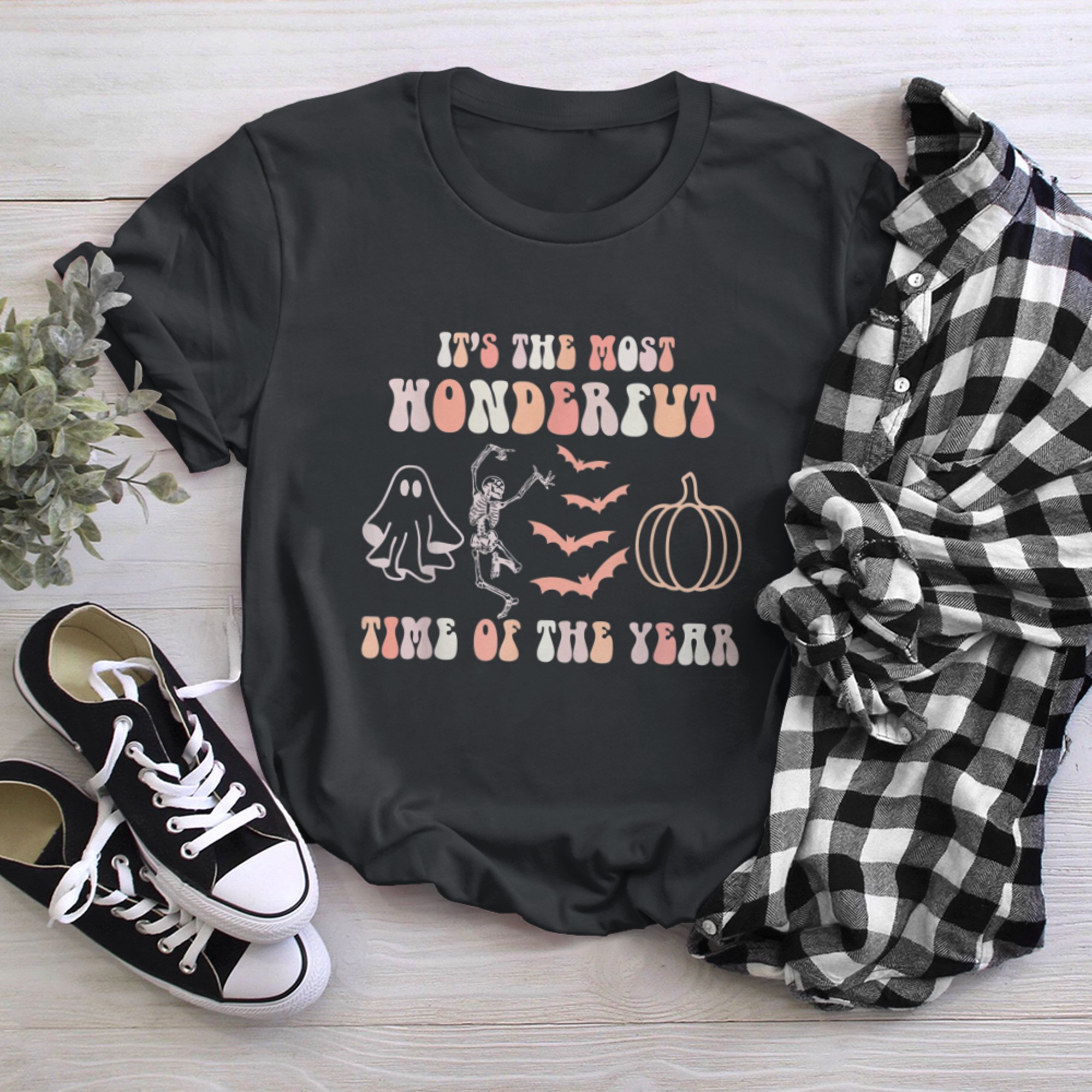 It's The Most Wonderful Time Of The Year Skeleton Halloween (2) t-shirt black