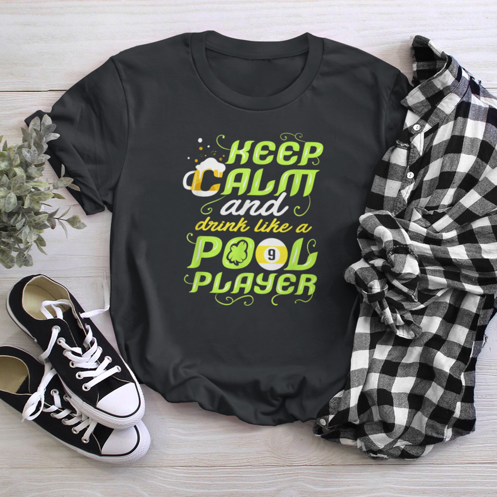 Keep Calm And Drink Like A Pool Player t-shirt black