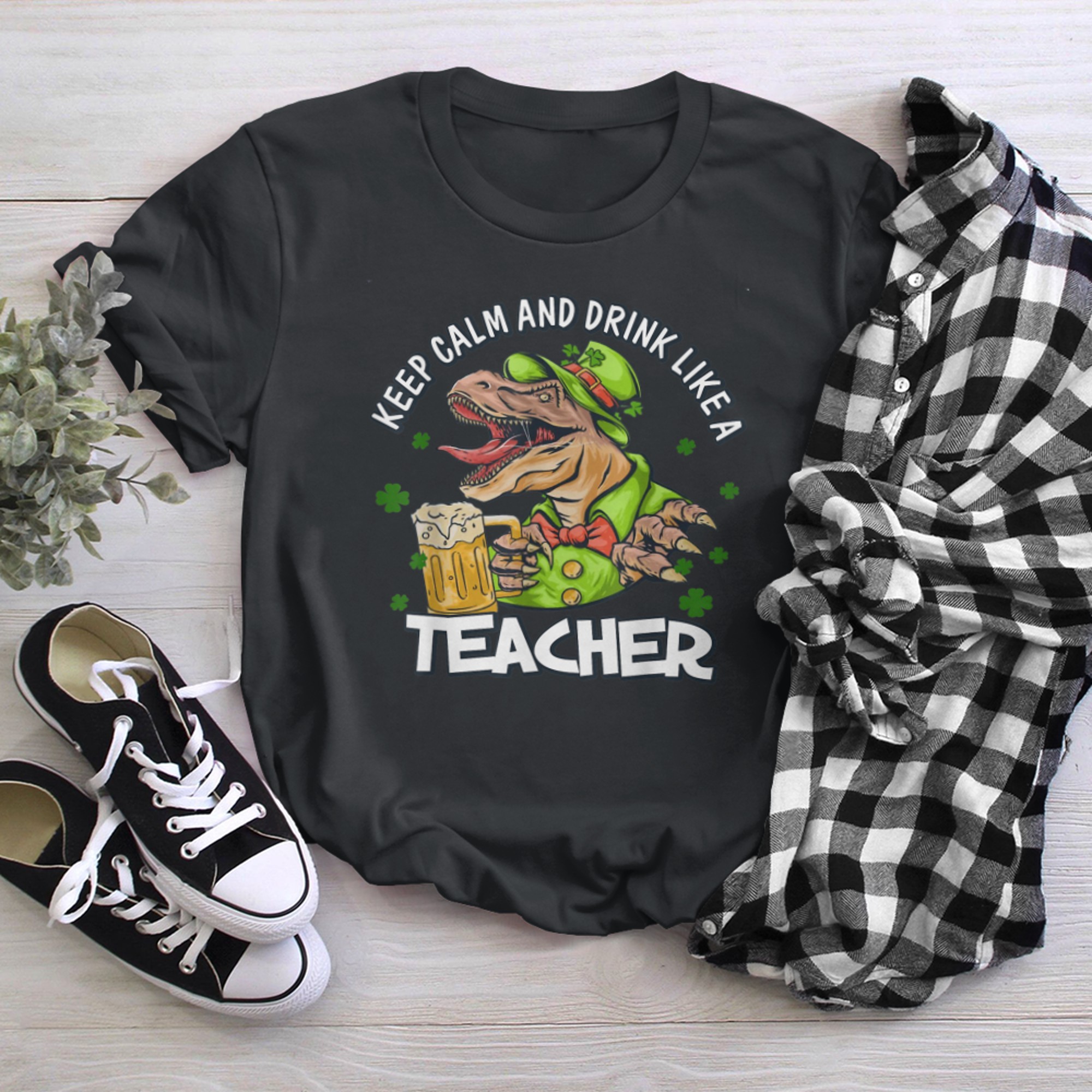 Keep calm and drink like a teacher st patrick's day t-shirt black