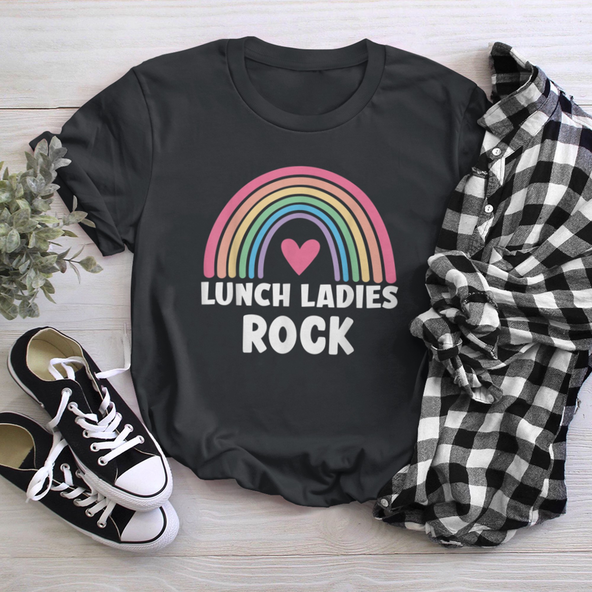 Lunch Ladies Rock School Cafeteria Crew Lunch Squad Rainbow (1) t-shirt black