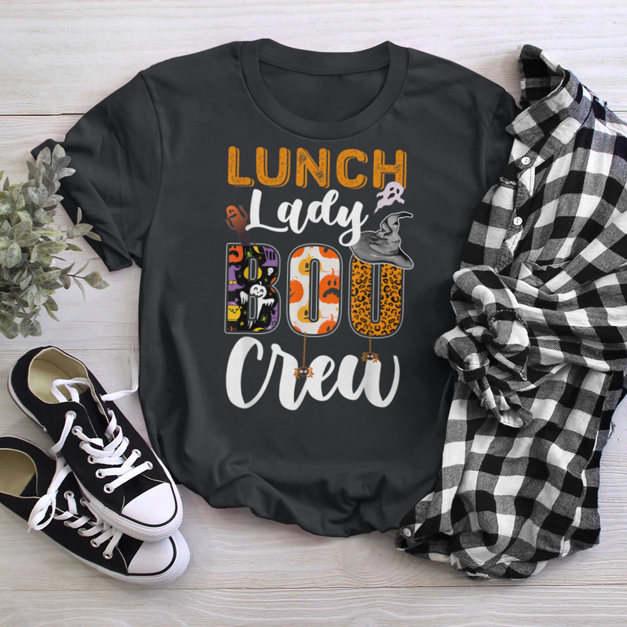 Lunch Lady Boo Crew Ghost Funny Cafeteria Halloween Matching t-shirt black