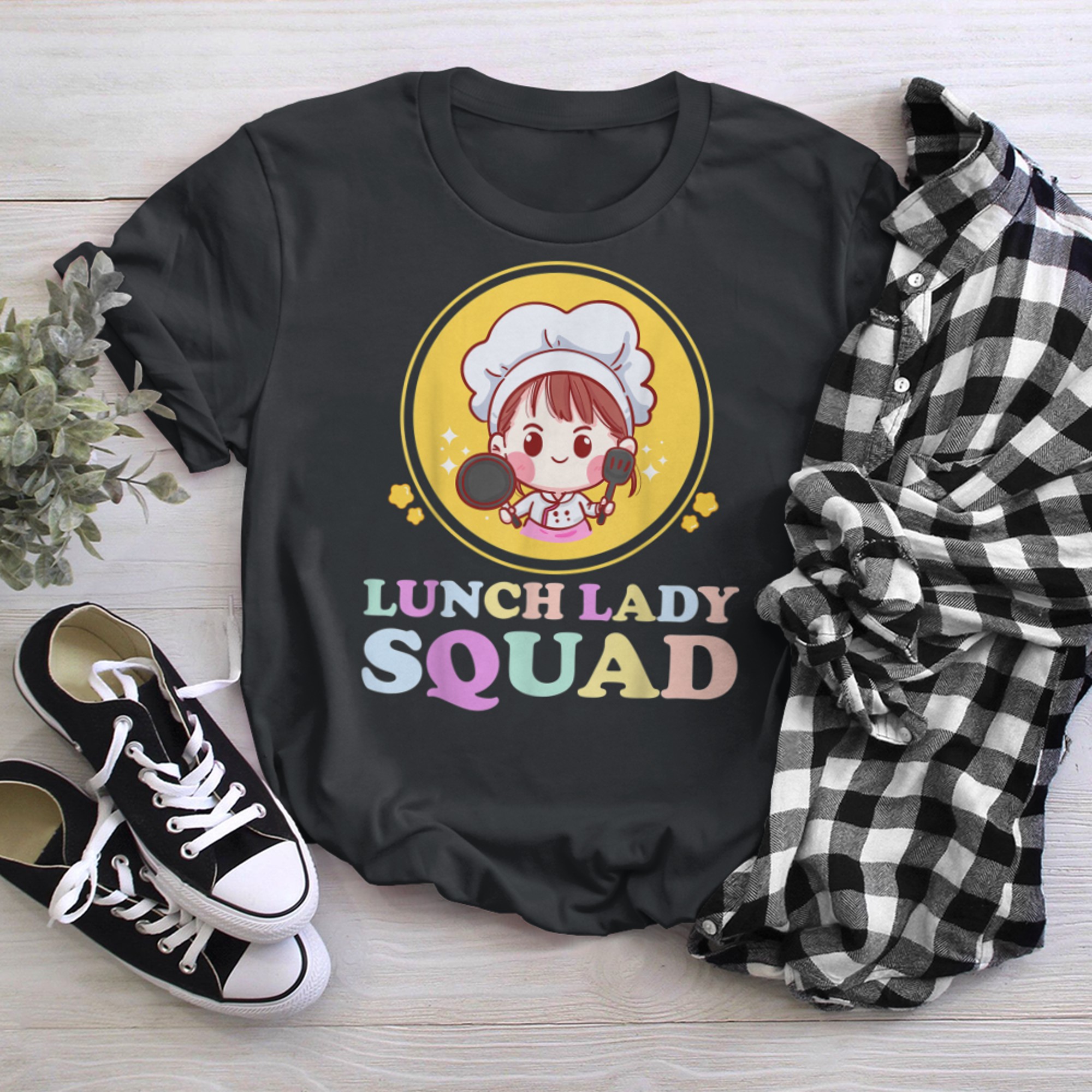 Lunch Lady Cafeteria Crew Squad School Lunch Ladies Squad (2) t-shirt black