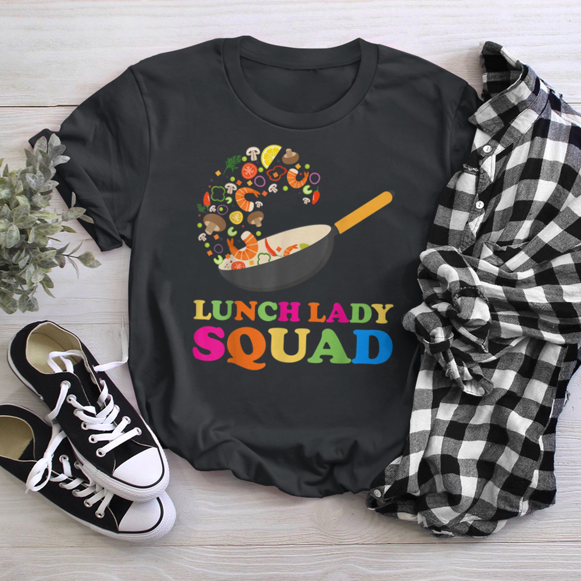 Lunch Lady Cafeteria Crew Squad School Lunch Ladies Squad (4) t-shirt black