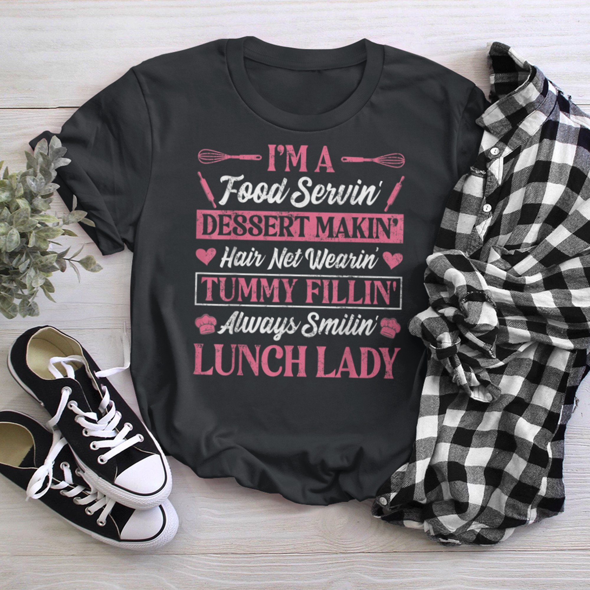 Lunch Lady Cafeteria Food Service Crew Kitchen Worker t-shirt black