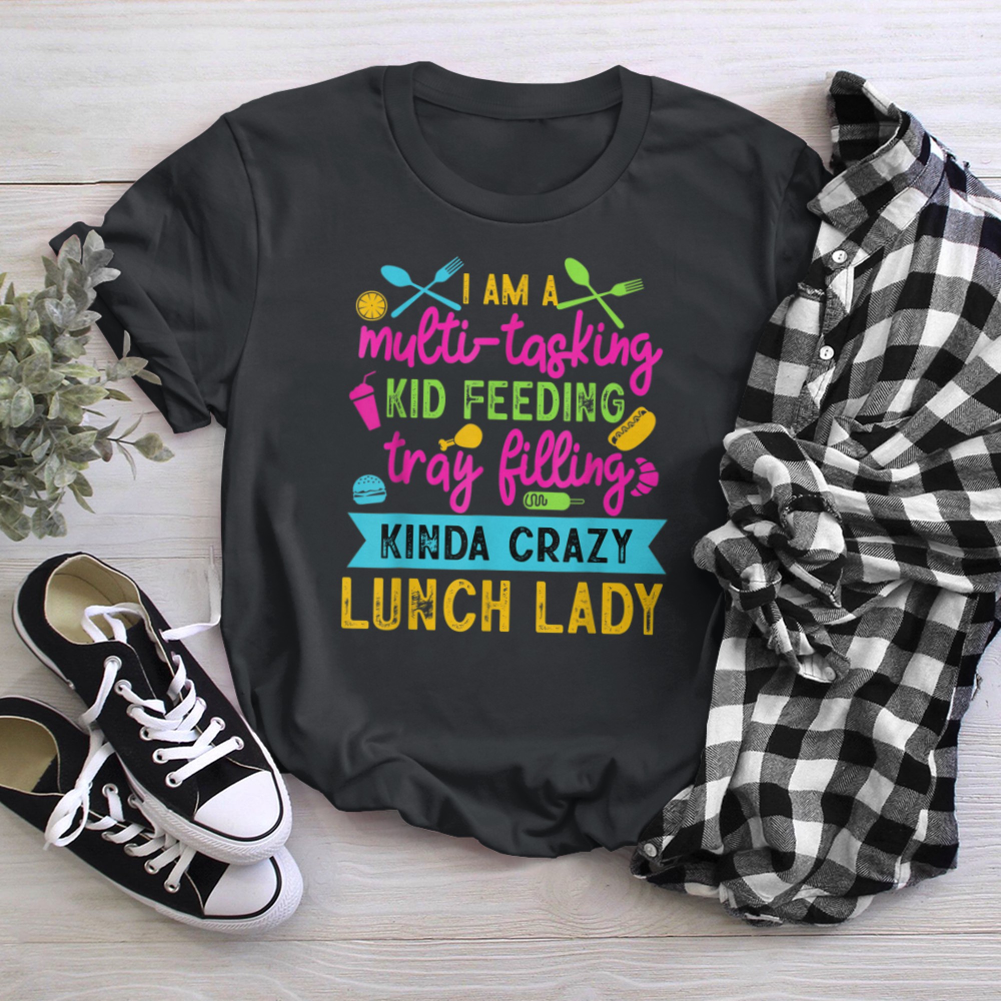 Lunch Lady Cafeteria School Food Service Crew Kitchen Staff t-shirt black