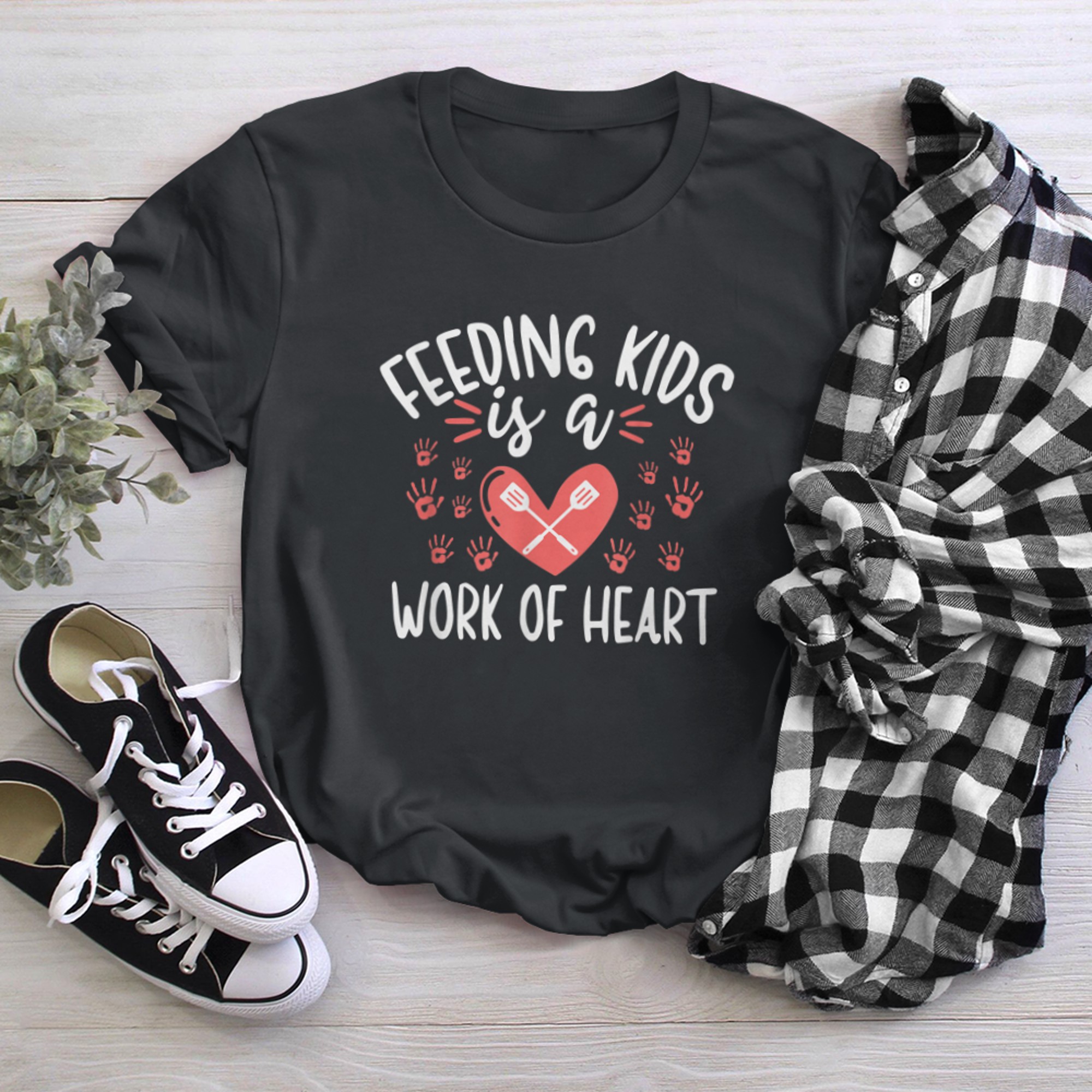 Lunch Lady Feeding Kids is a Work of Heart Cafeteria Crew t-shirt black