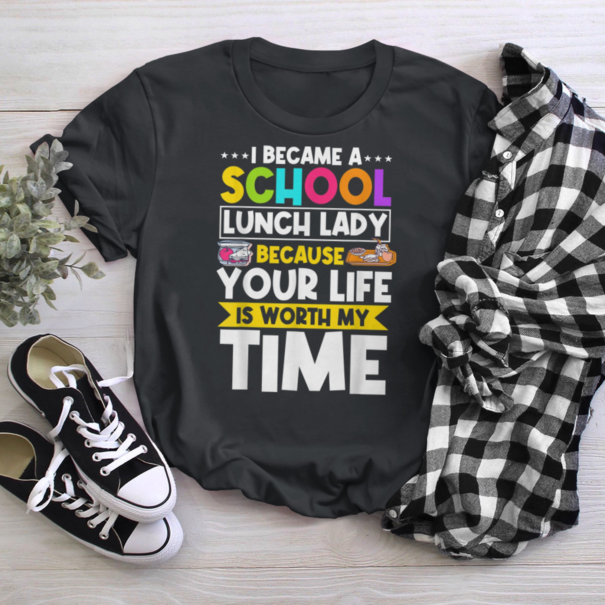 Lunch Lady Food Service Worker Cafeteria Crew School Chef (1) t-shirt black