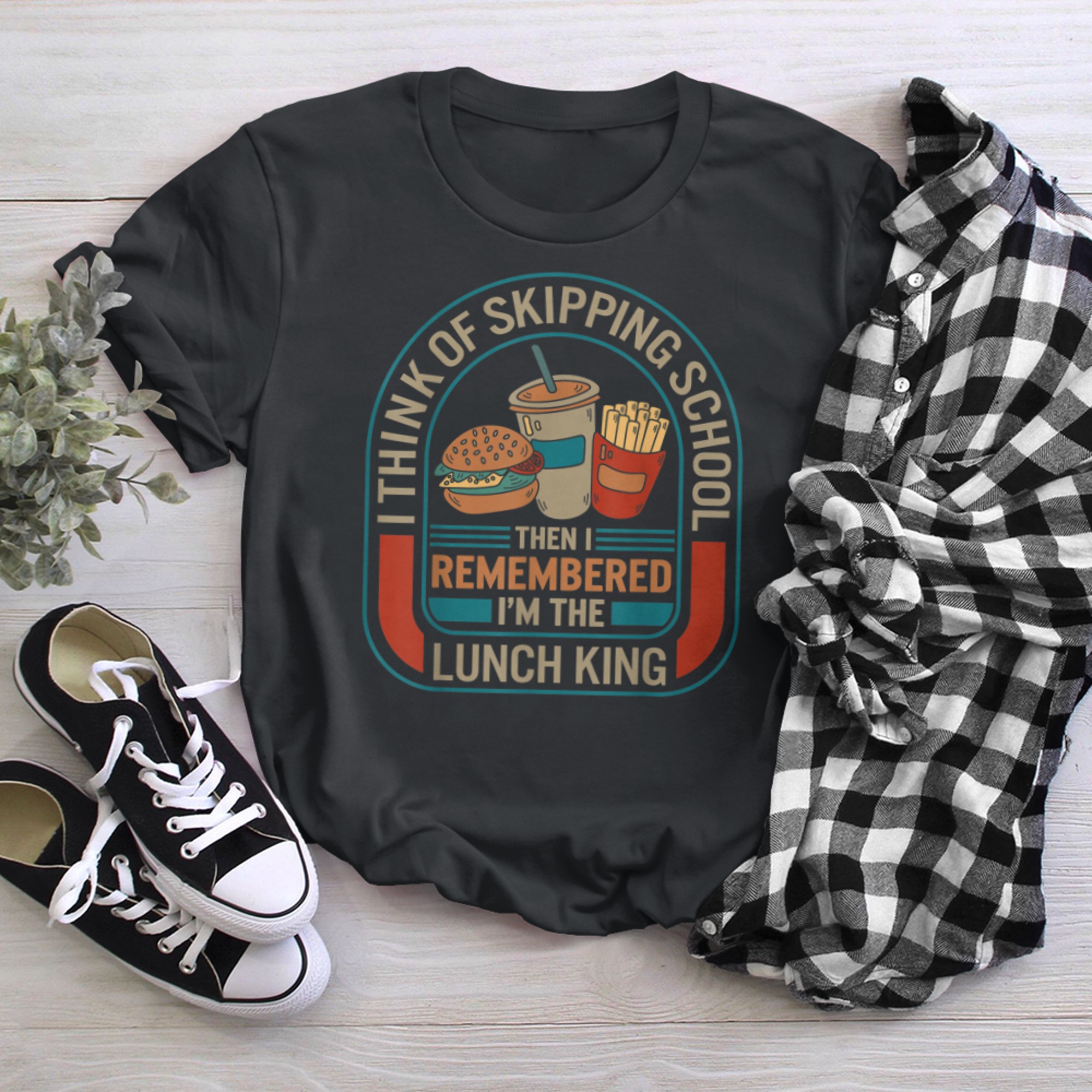 Lunch Lady Lunch King Funny School Nutrition Cafeteria Crew t-shirt black