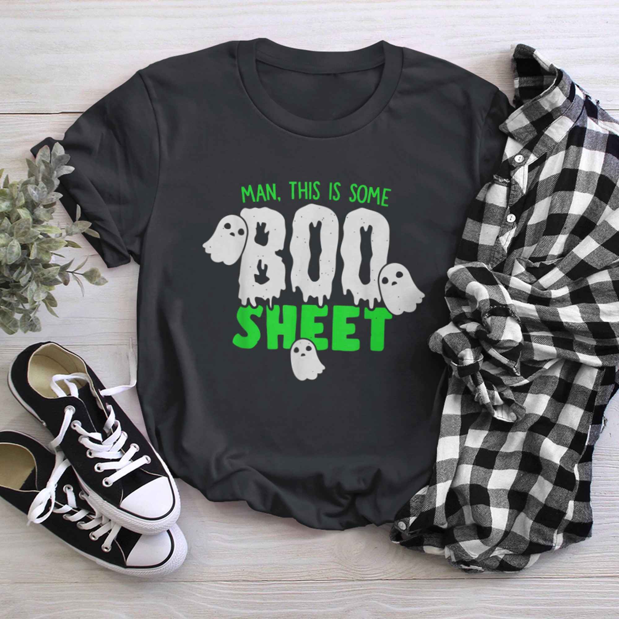 Man This Is Some Boo Sheet Ghost Retro Halloween Costume t-shirt black