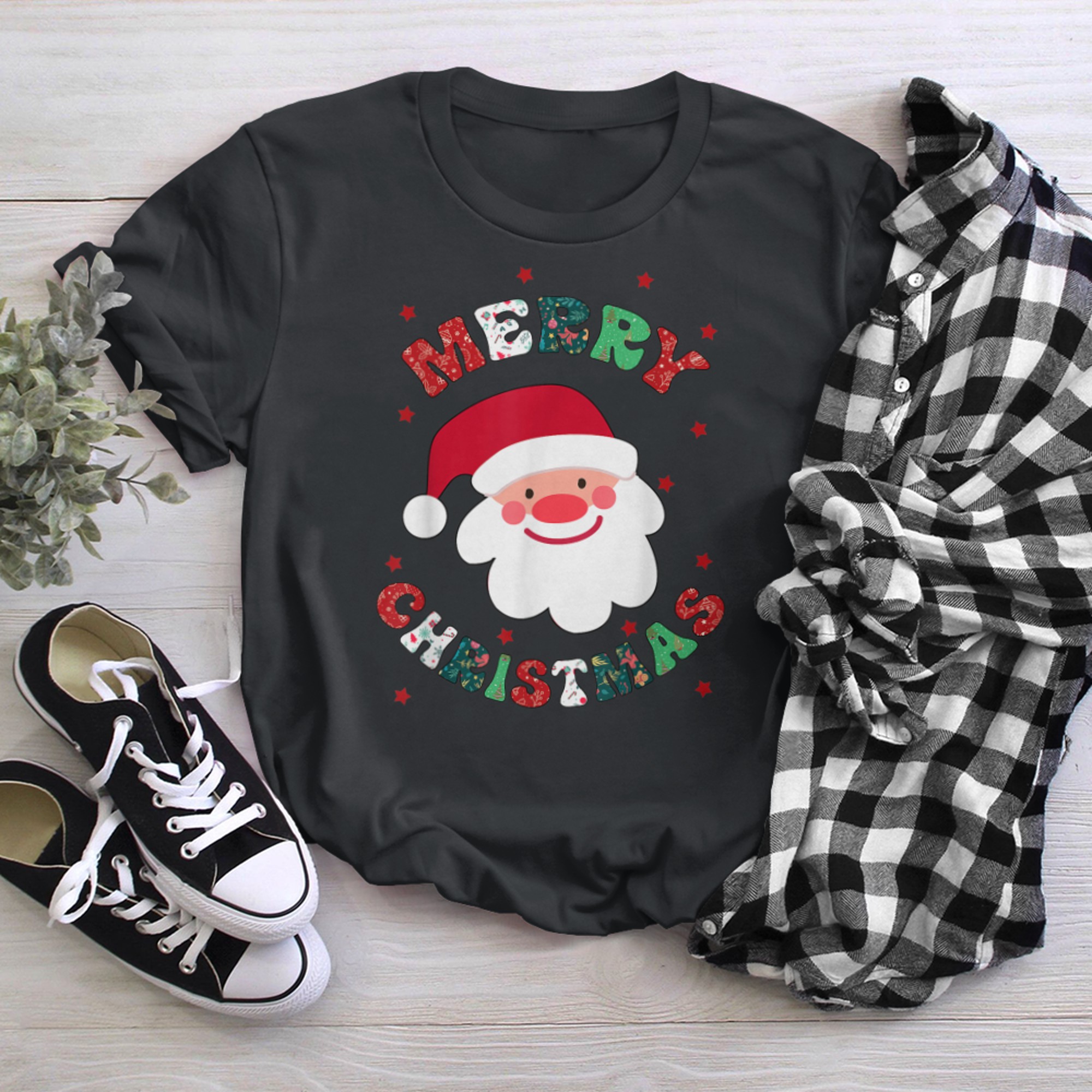 Merry Christmas Cute Santa Claus Matching Family Christmas t-shirt black