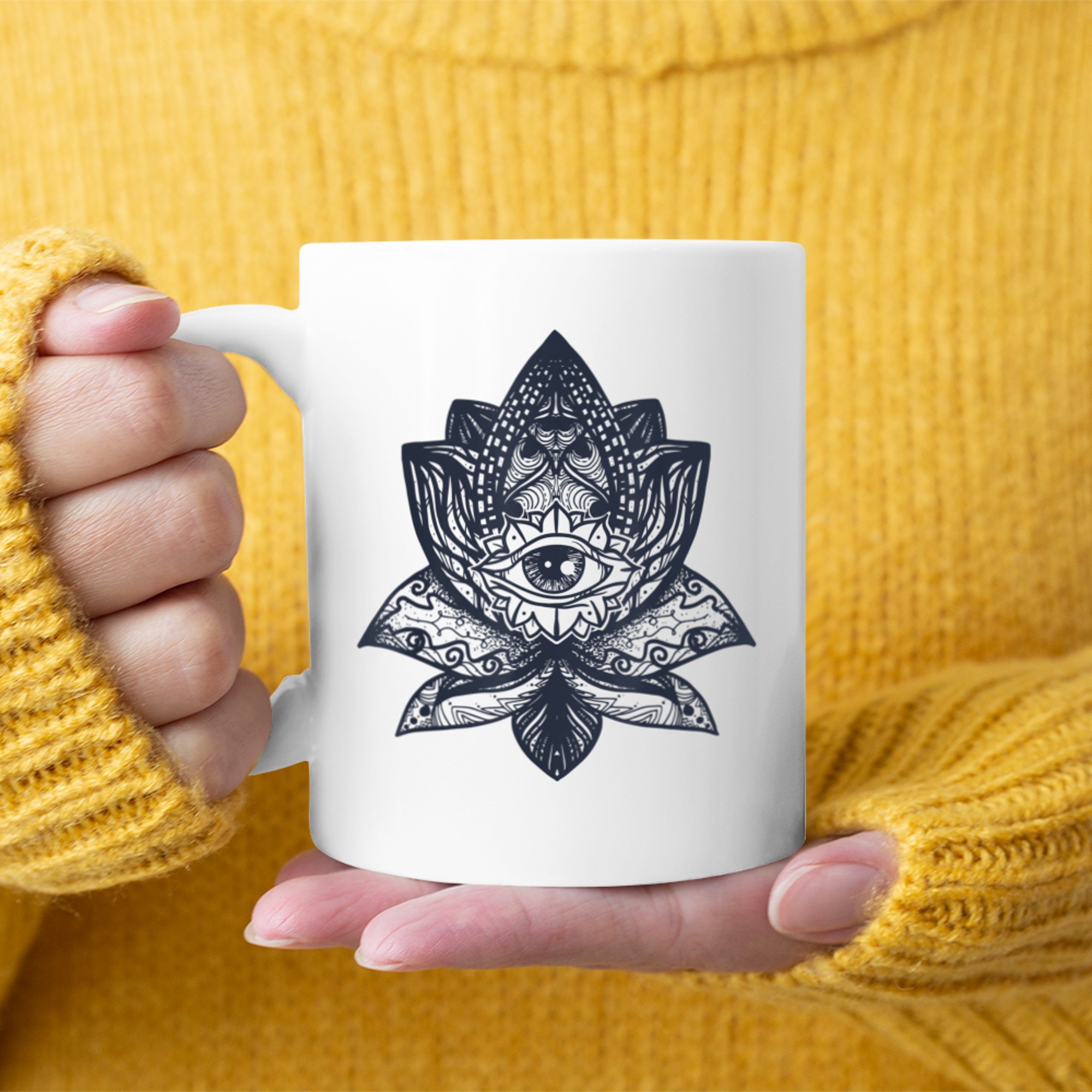 Namaste, Lotus flower, Yoga meditation clothing, Om symbol (3) mug white