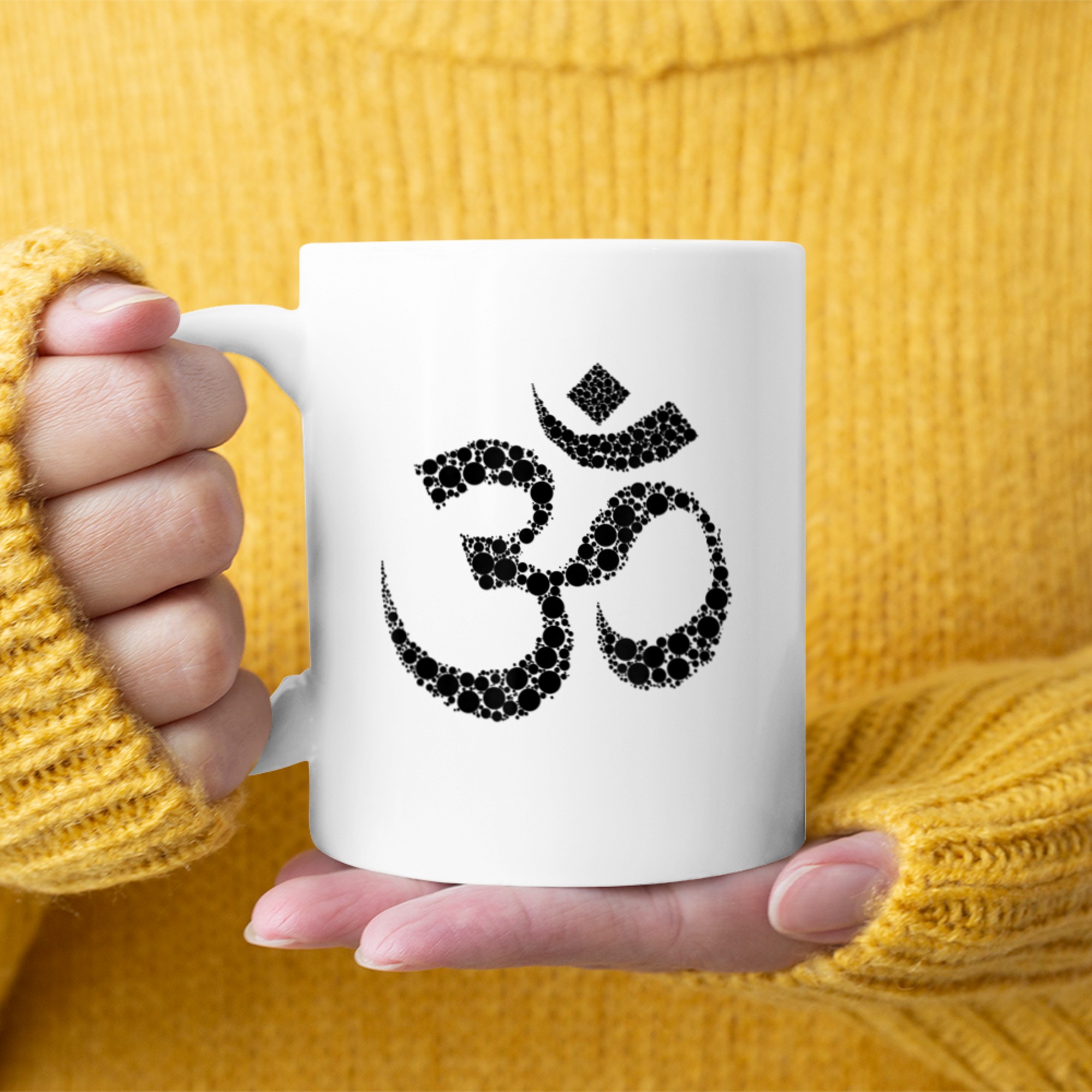 Om Yoga Aum Ohm Hindu Meditation Symbol (1) mug white