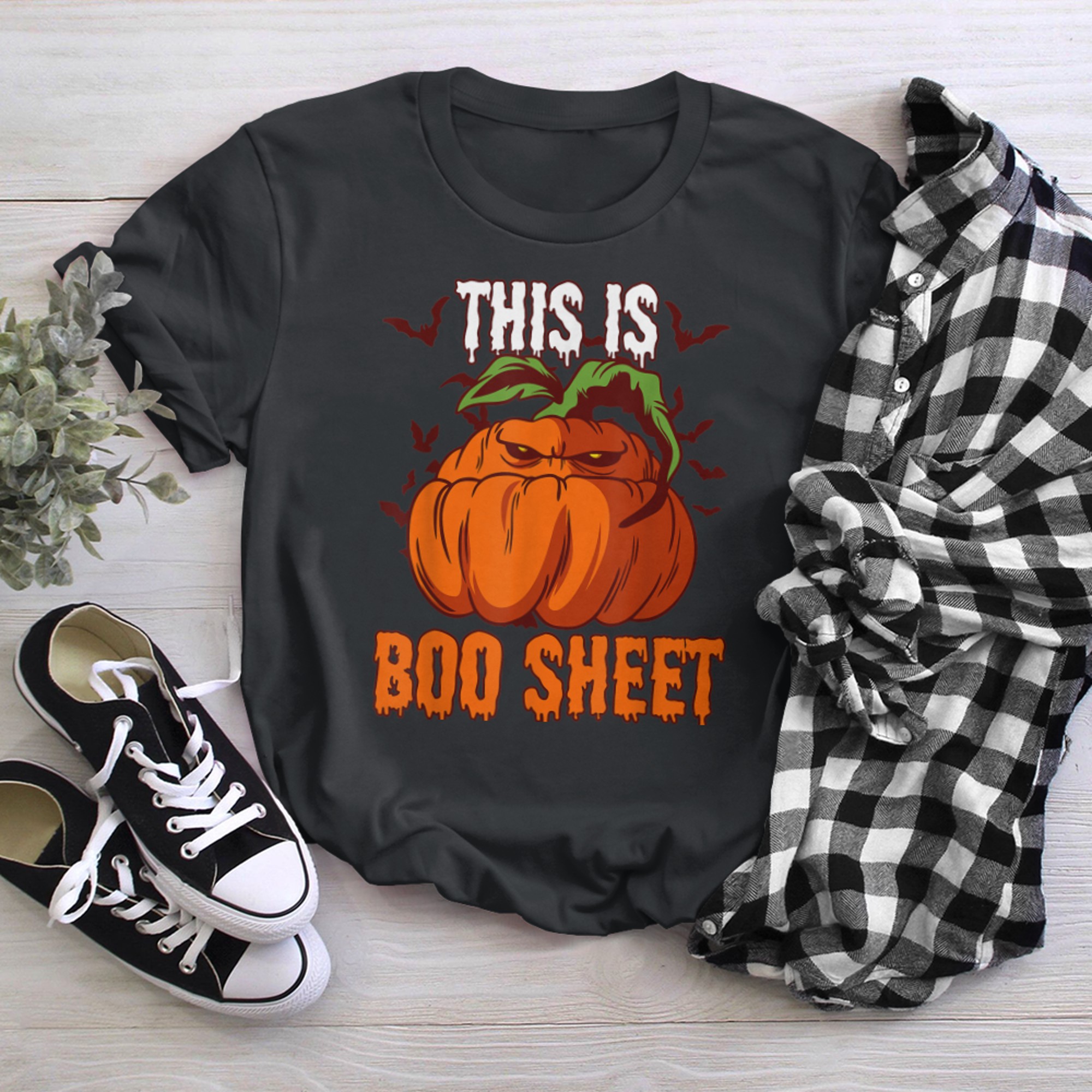 Overnight Party This Is Boo Sheet Fun Halloween Party (1) t-shirt black