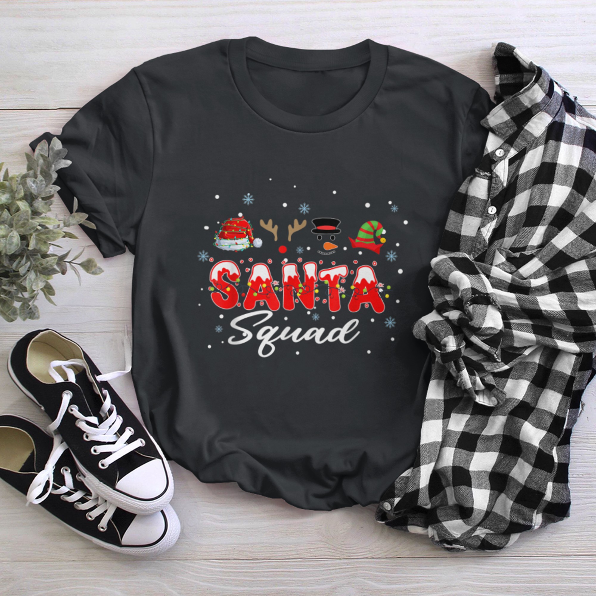 Santa Squad Family Matching Pajamas Xmas Boys Kids Santa t-shirt black