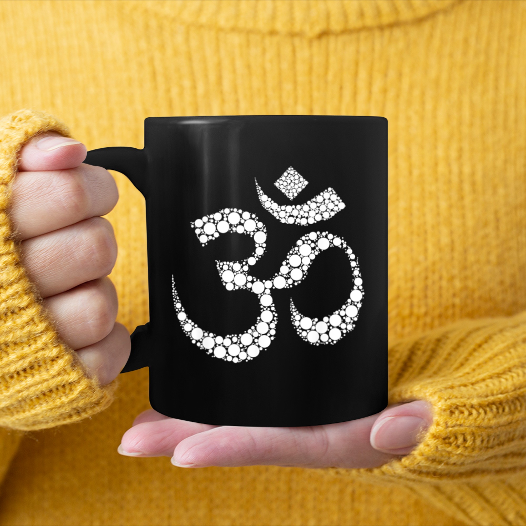 Spiritual Sacred Om Symbol. Yoga, Exercise, Workout. mug black