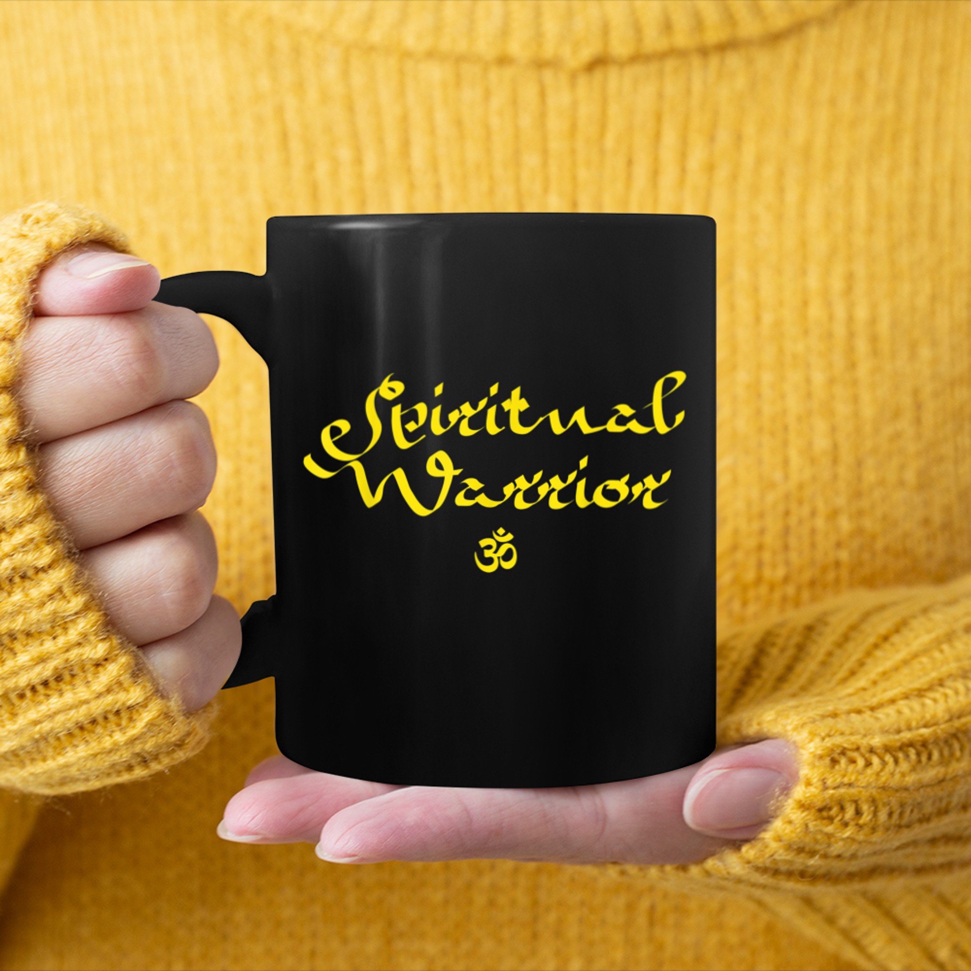 Spiritual Warrior Om Symbol Yogi Yoga Quote (1) mug black