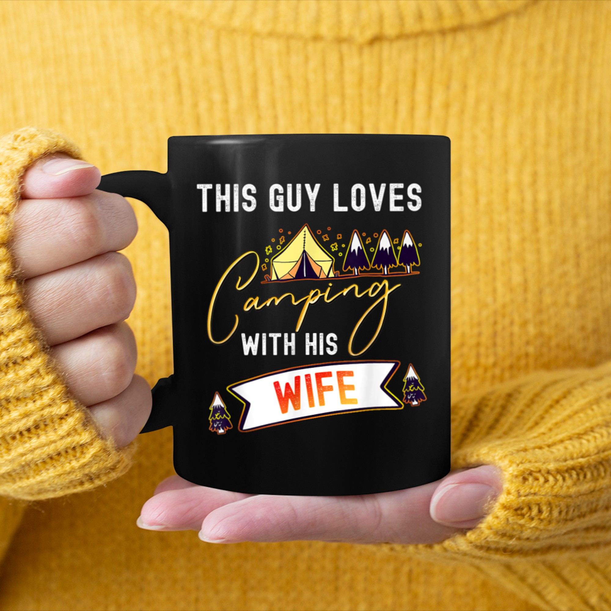 This Guy Loves Camping With his Wife Couple Matching mug black