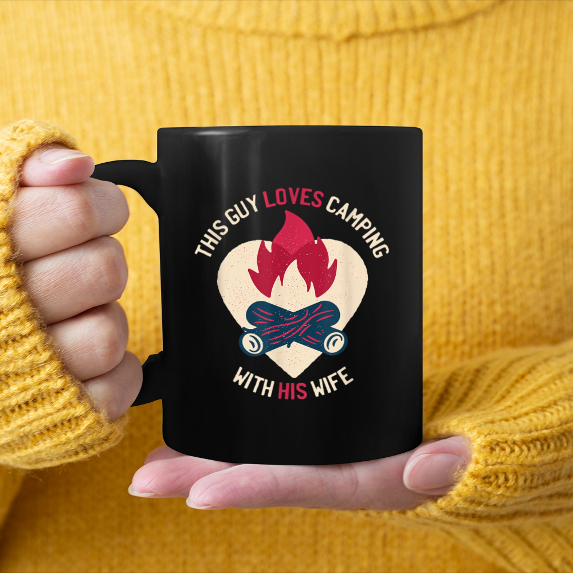 This Guy Loves Camping With His Wife Cute Fun Retro Art mug black