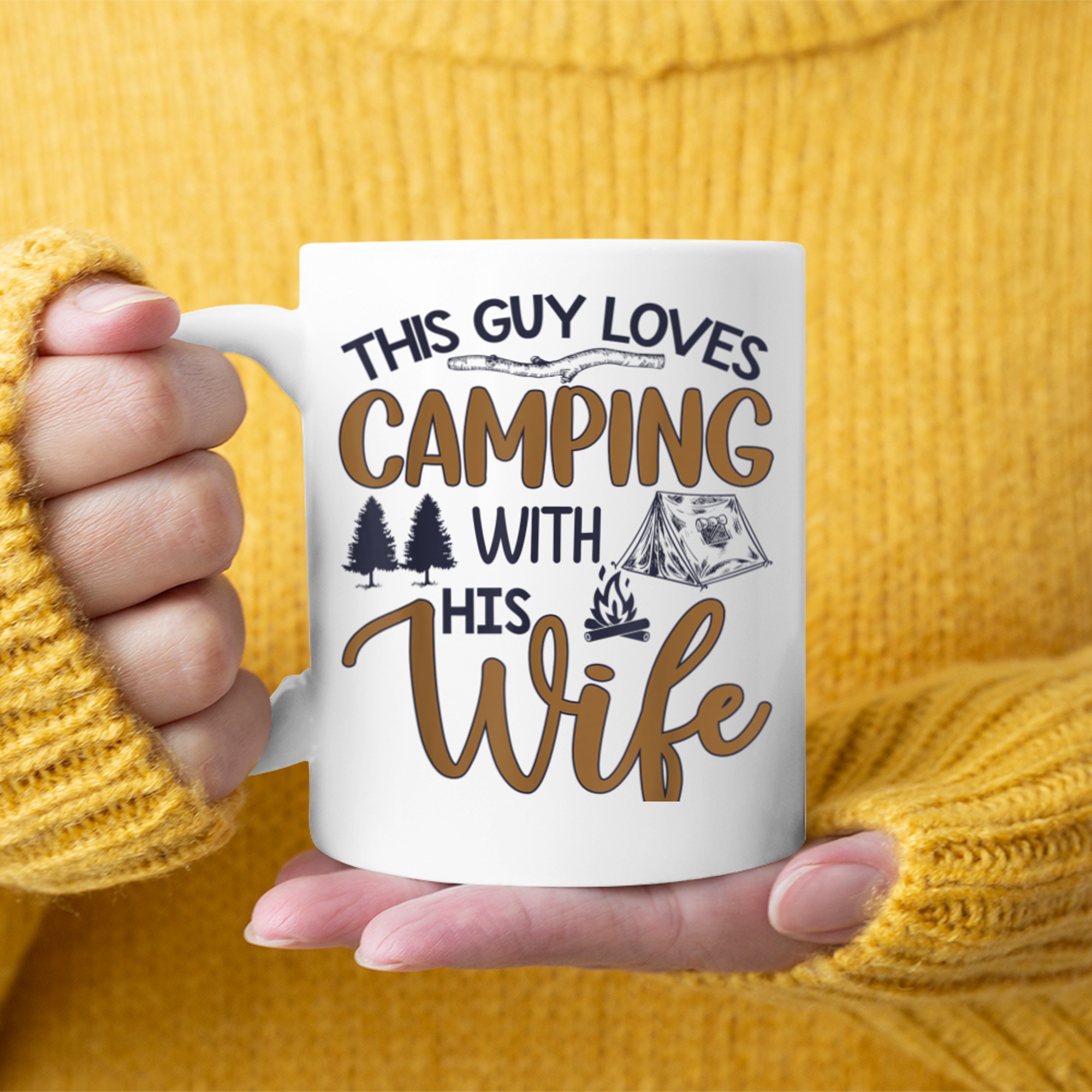 This Guy Loves Camping With His Wife Shirt Camping mug white