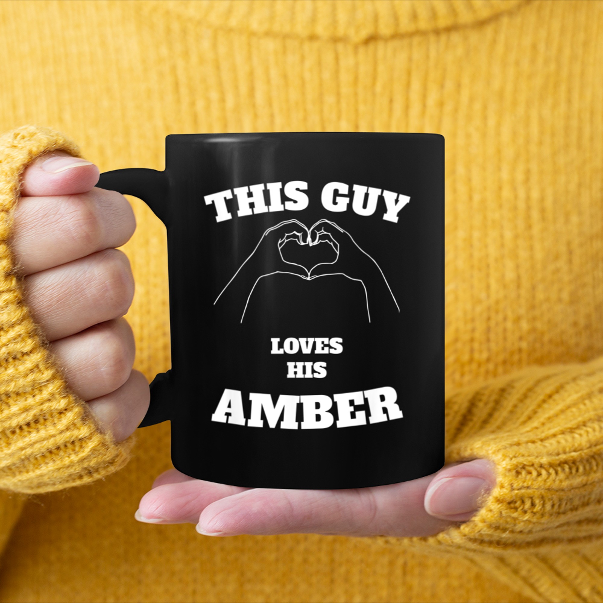 This Guy Loves His Amber Tshirt Valentine Day mug black