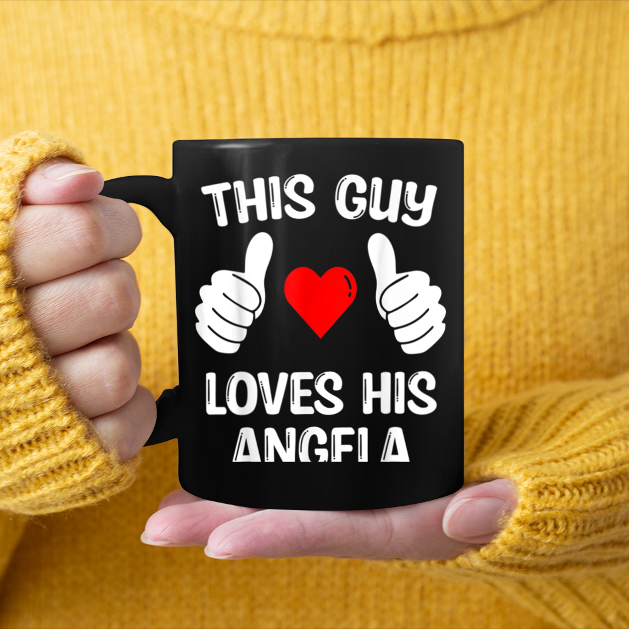 This Guy Loves His Angela Girlfriend Wife Valentine's Day mug black