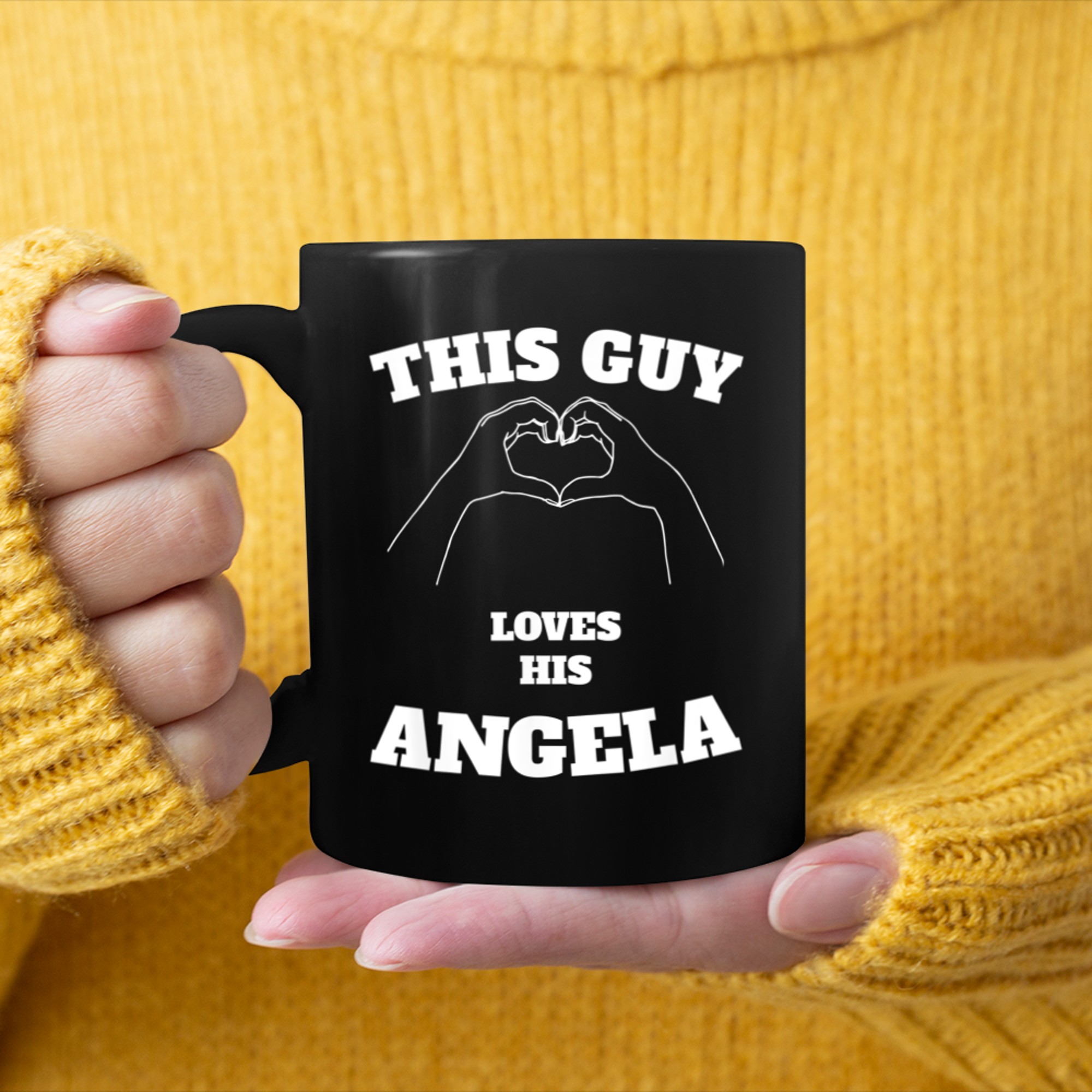 This Guy Loves His Angela Tshirt Valentine Day mug black