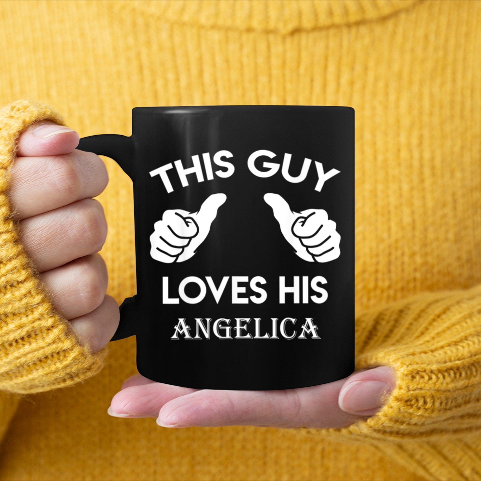 This guy loves his ANGELICA valentine Anniversary 24t mug black