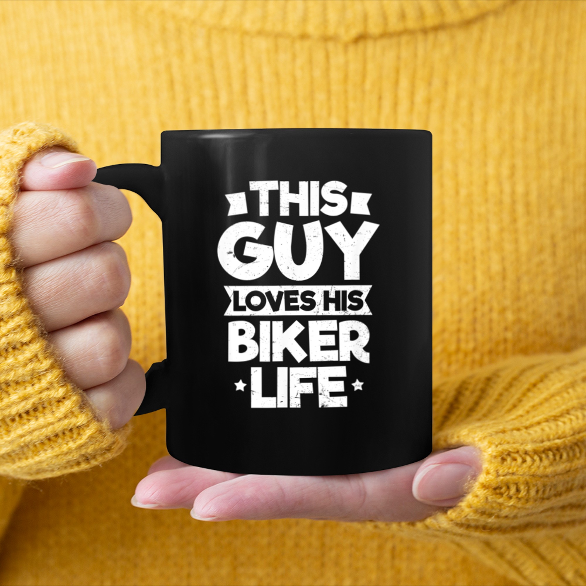 This Guy Loves His Biker Life mug black