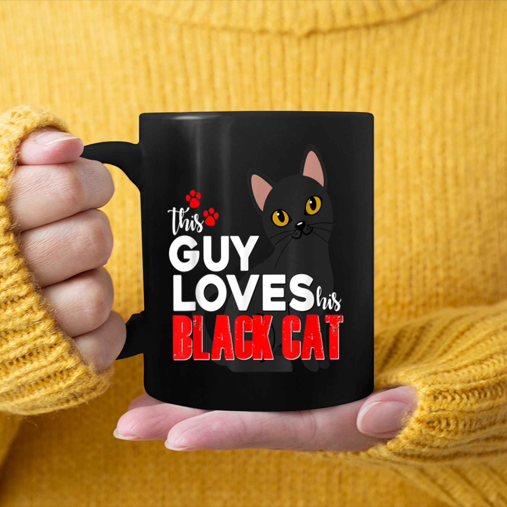 This Guy Loves His Black Cat Shirt Kitty Pet Dad mug black