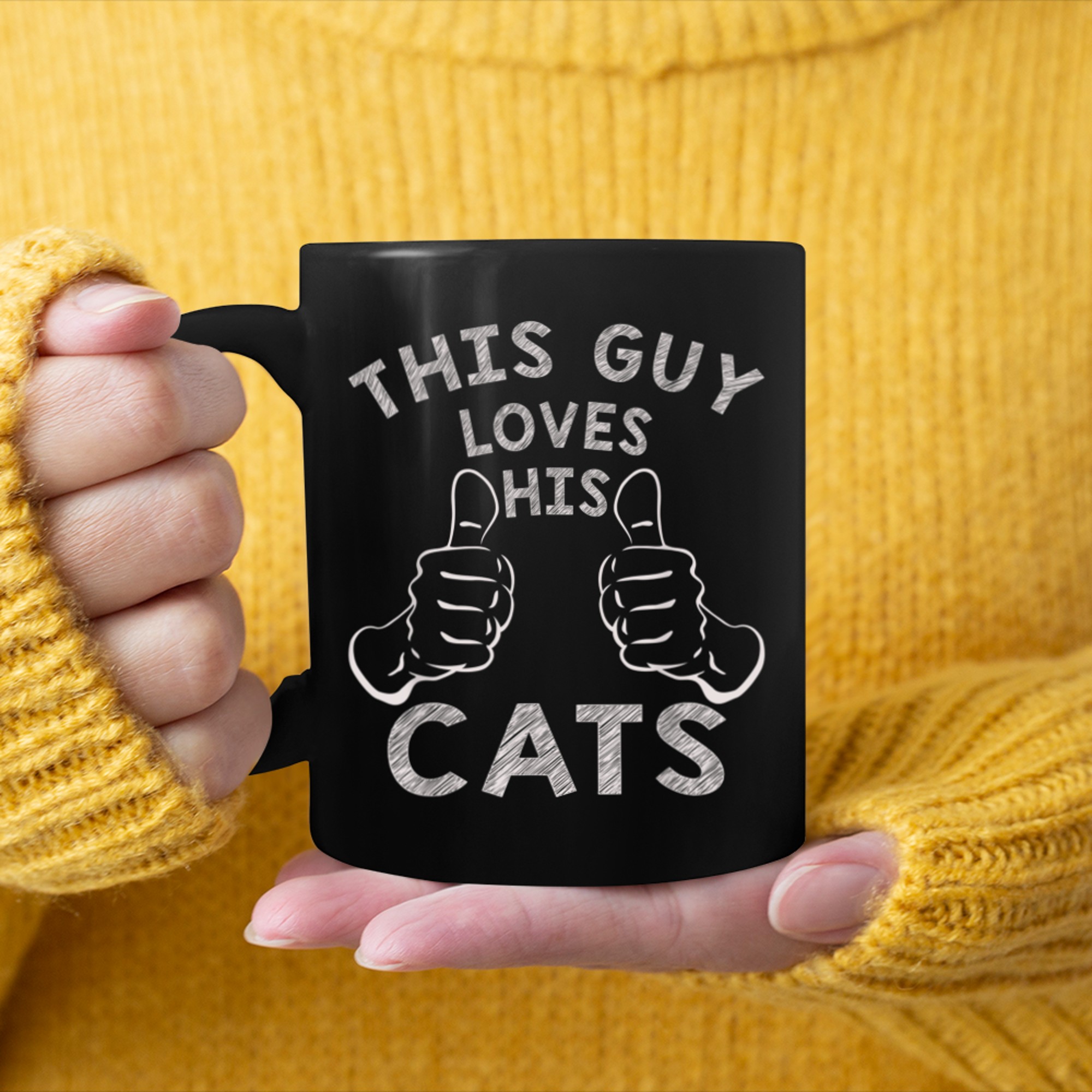 This Guy Loves His Cats Funny Cat Lover mug black